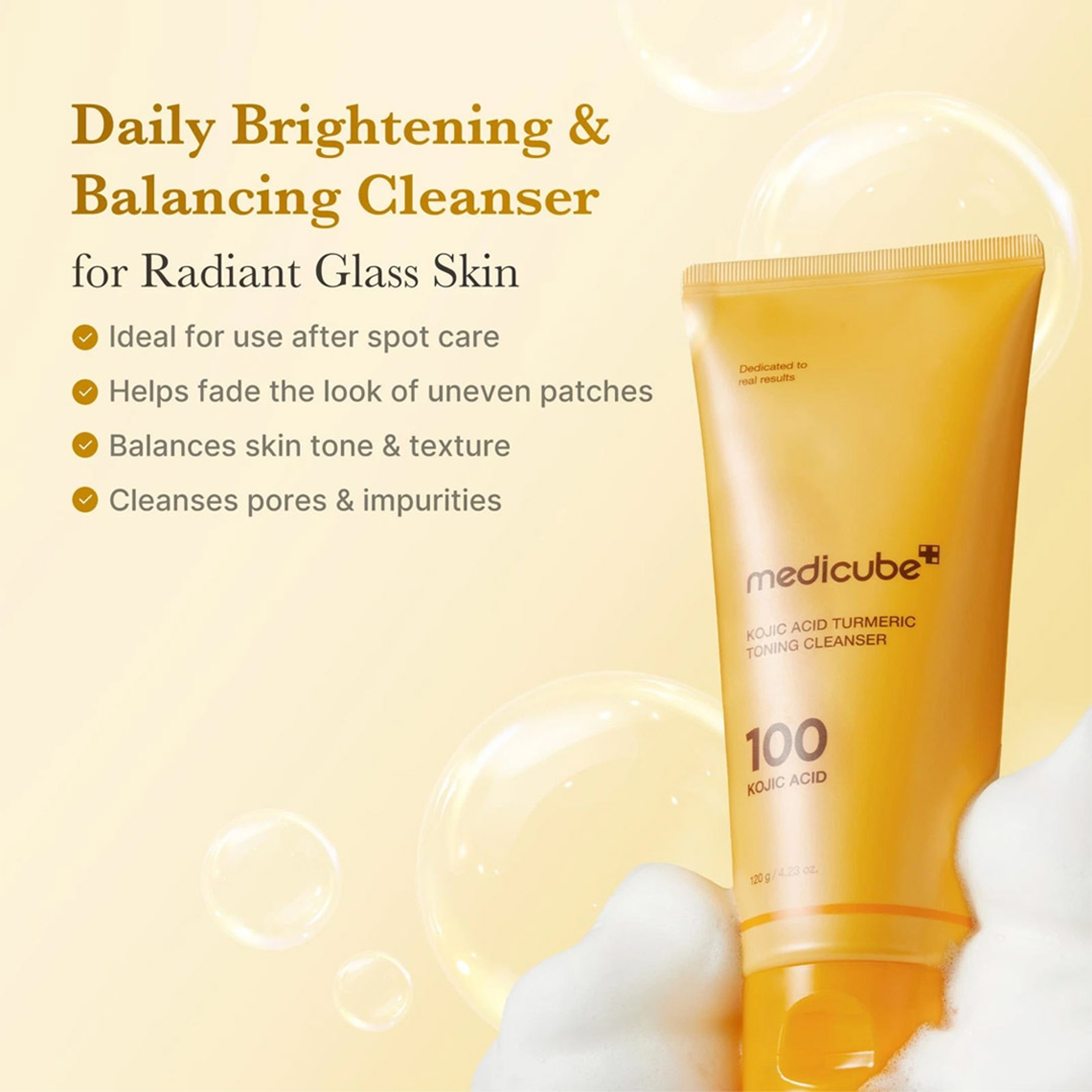 Medicube Kojic Acid Turmeric Toning Cleanser 4.23 oz - Daily Brightening & Balancing Cleanser for Radiant Glass Skin 2