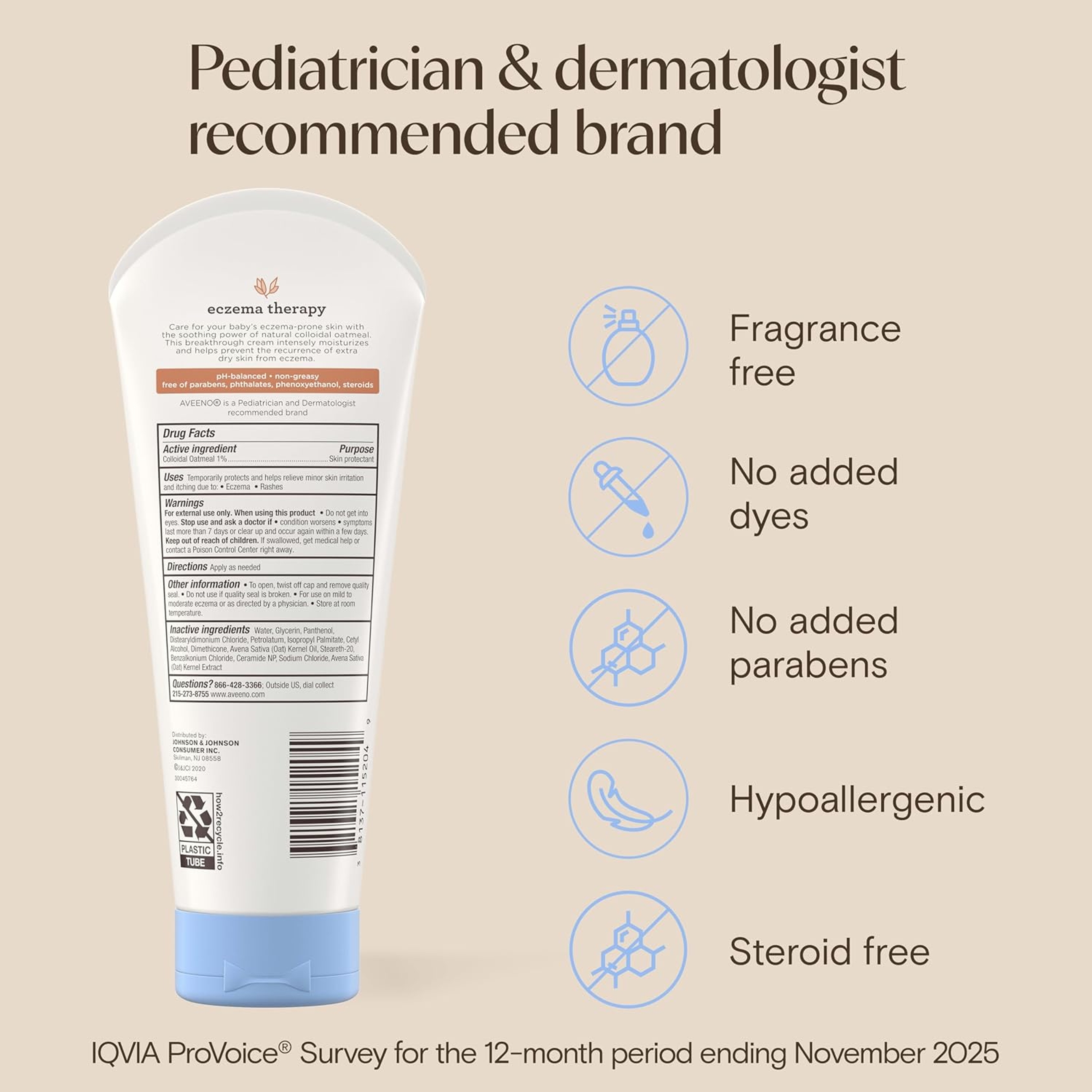 Aveeno Baby Eczema Therapy Moisturizing Cream 7.3 oz - with Natural Colloidal Oat & Vitamin B5 for Itchy, Dry Skin 9