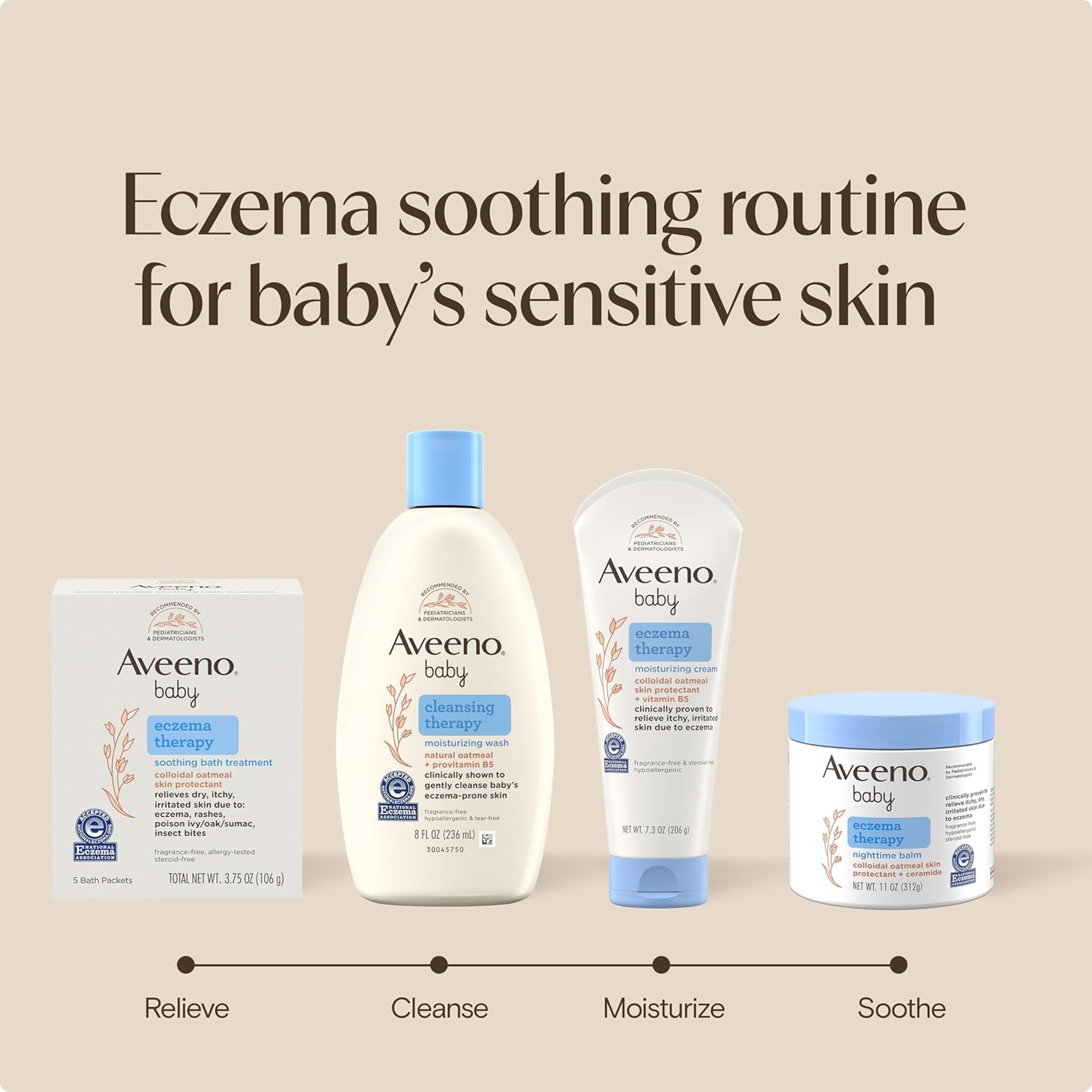 Aveeno Baby Eczema Therapy Nighttime Balm 11 oz - Soothes Dry, Itchy Skin Due to Eczema with Colloidal Oat & Ceramides 8