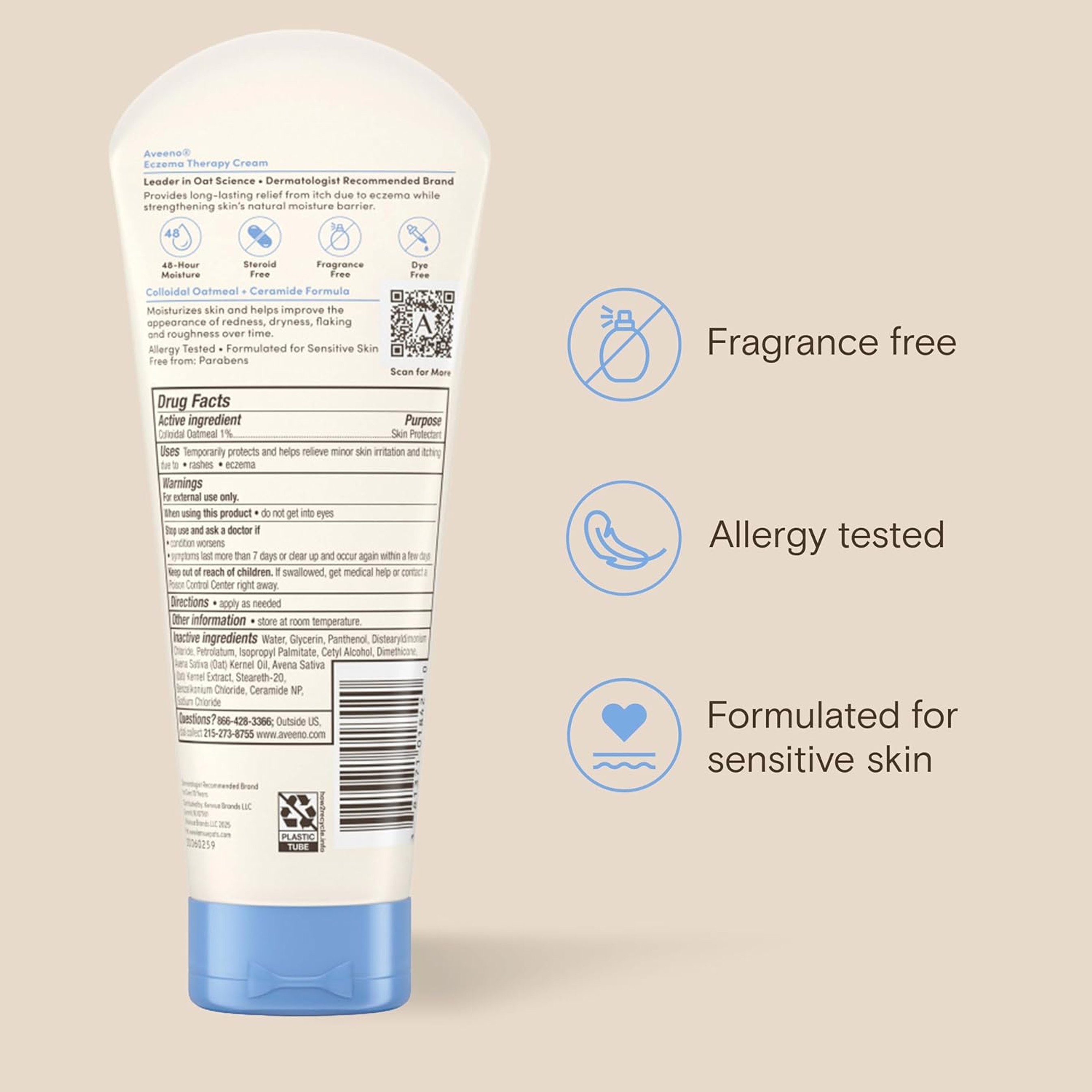 Aveeno Eczema Therapy Daily Moisturizing Cream 7.3 oz - Soothing Eczema Cream for Itchy & Dry Skin Relief, Fragrance-Free 9