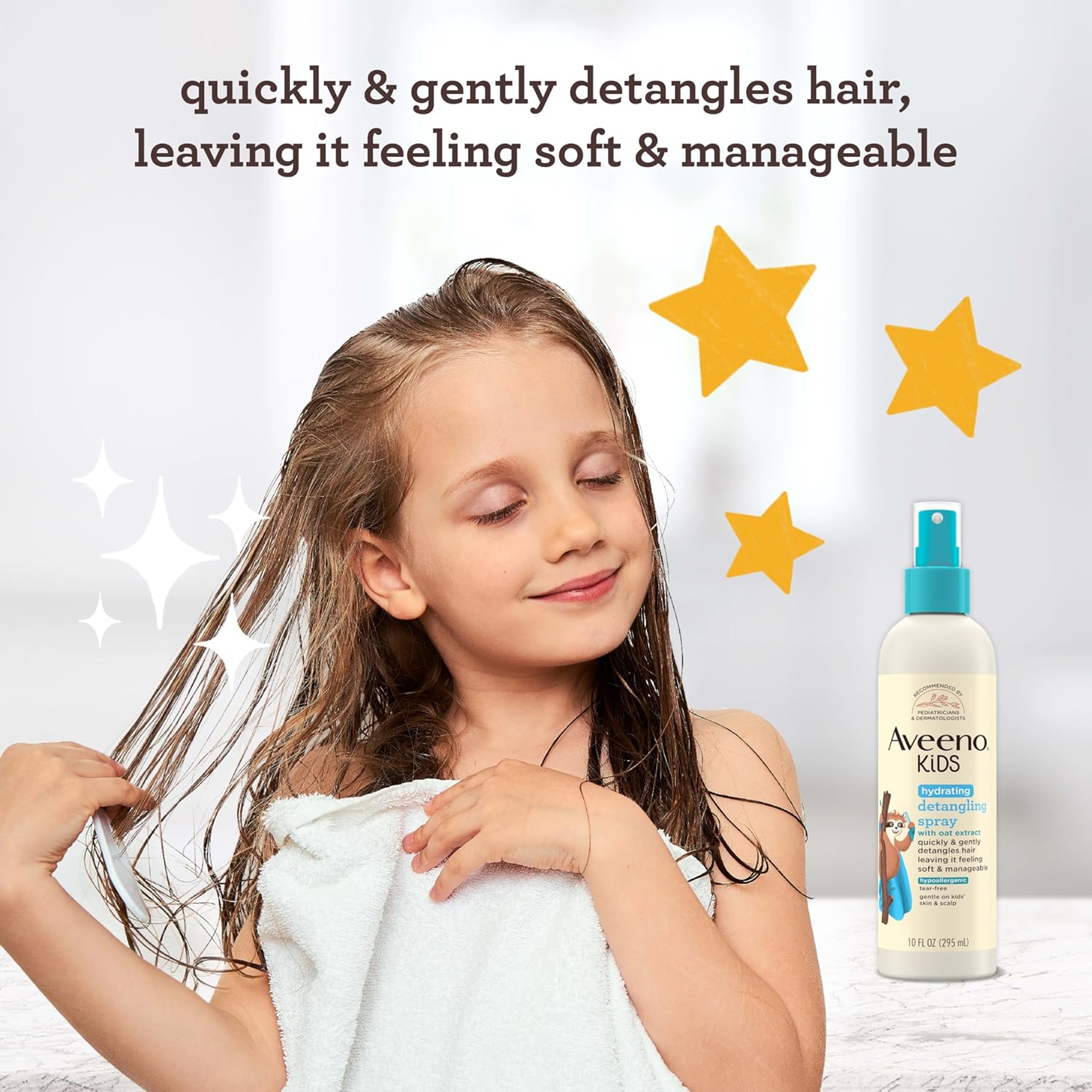 Aveeno Kids Hydrating Detangling Spray 10 fl.oz - Quickly Detangles Hair, Gentle on Sensitive Skin & Scalp 2