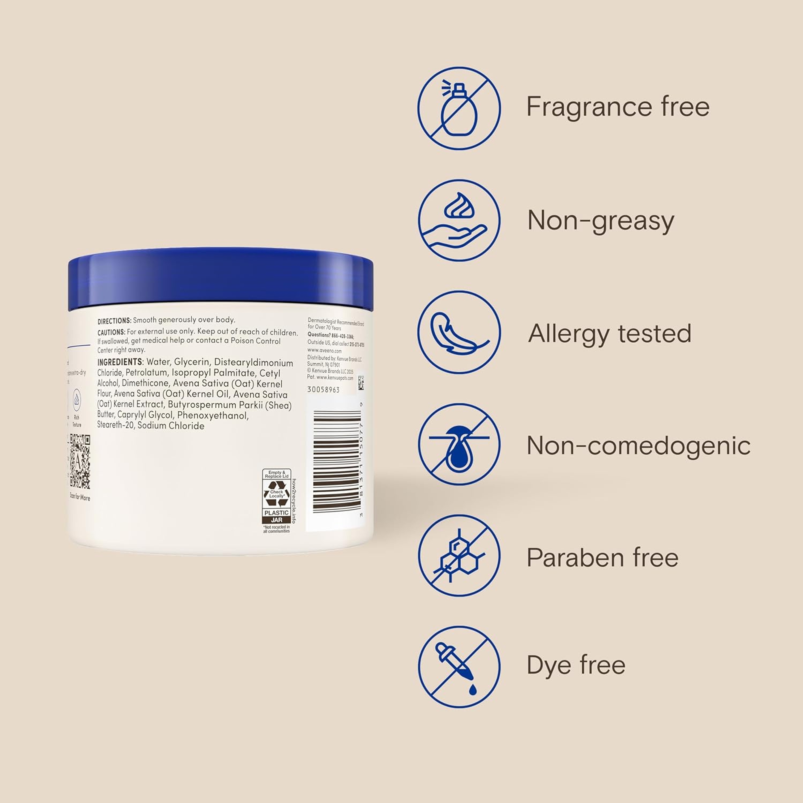 Aveeno Skin Relief Intense Moisture Repair Cream 11 oz - Heals & Restores Very Dry Skin, Fragrance-Free 9
