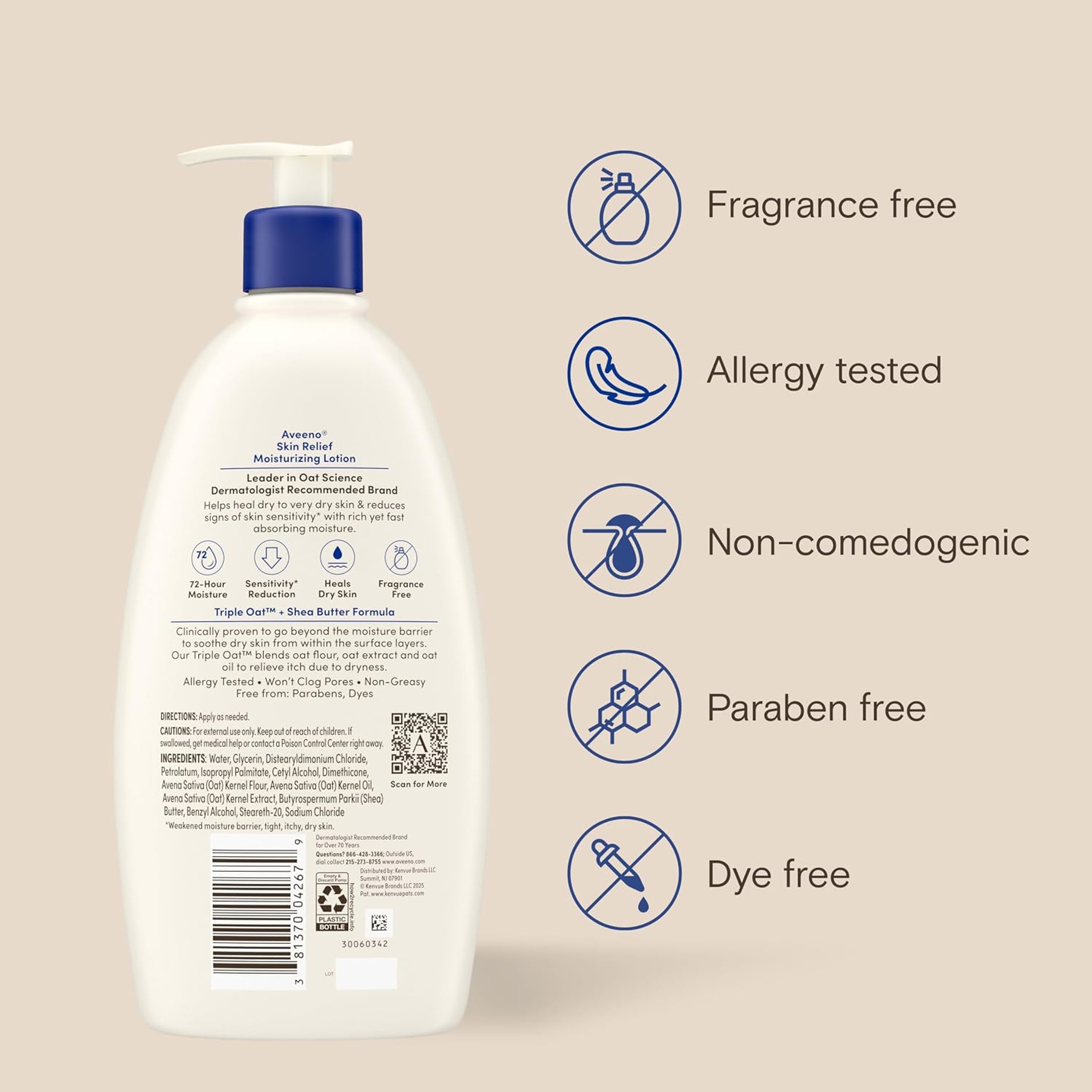 Aveeno Skin Relief Moisturizing Lotion 18 fl.oz - with Soothing Triple Oat & Shea Butter for Very Dry Skin, Fragrance-Free 9