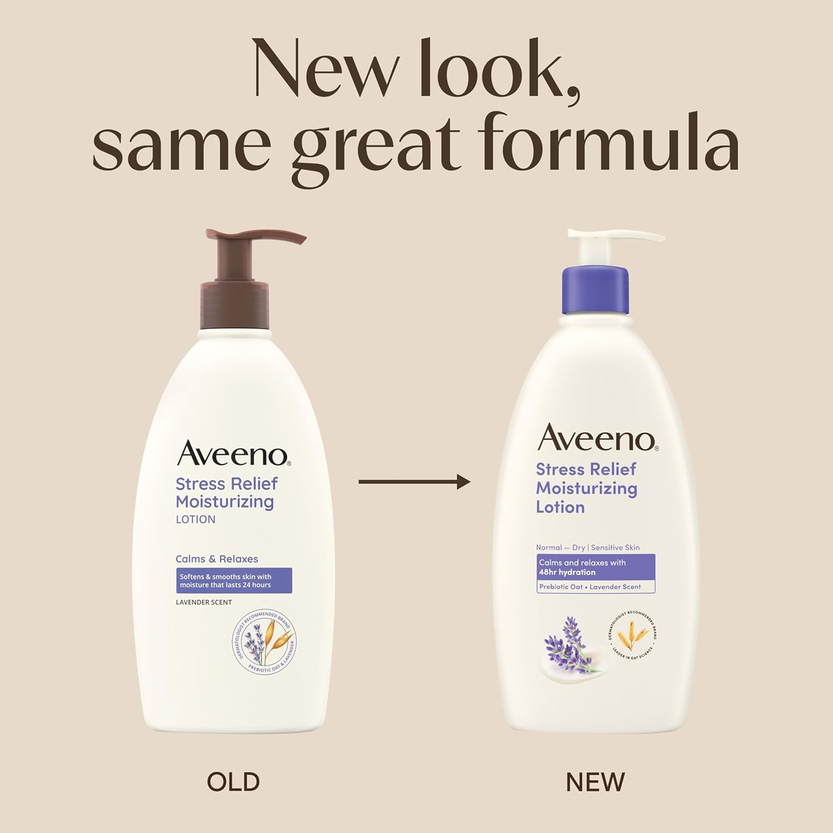 Aveeno Stress Relief Body Lotion 12 fl.oz - Lavender Scent, Calms & Relaxes with 48H Hydration for Sensitive Skin 2