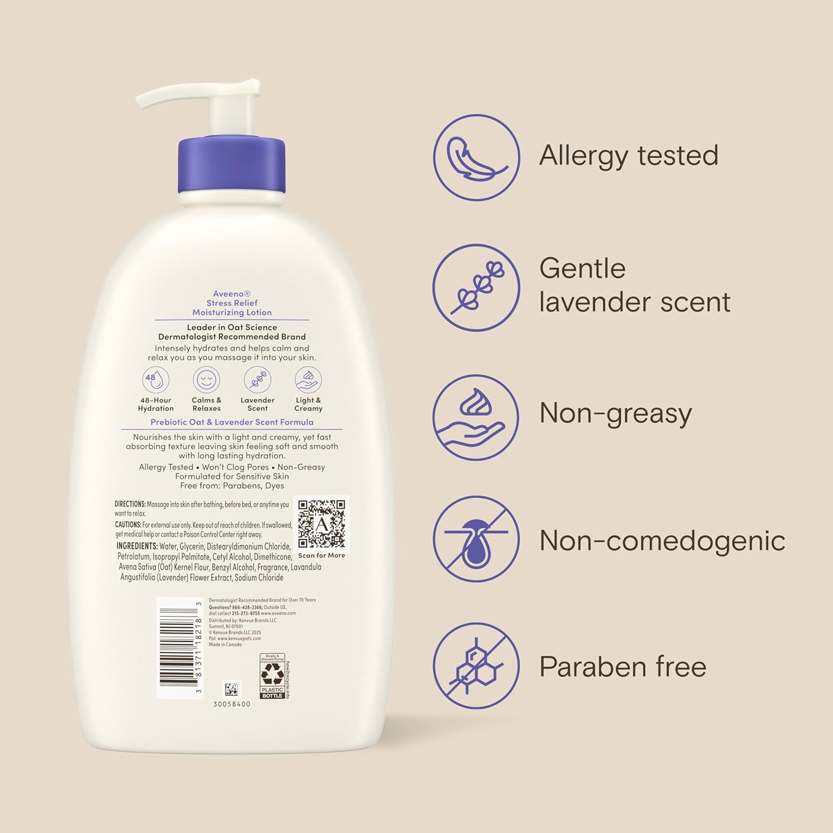 Aveeno Stress Relief Body Lotion 33 fl.oz - Lavender Scent, Calms & Relaxes with 48H Hydration for Sensitive Skin 9
