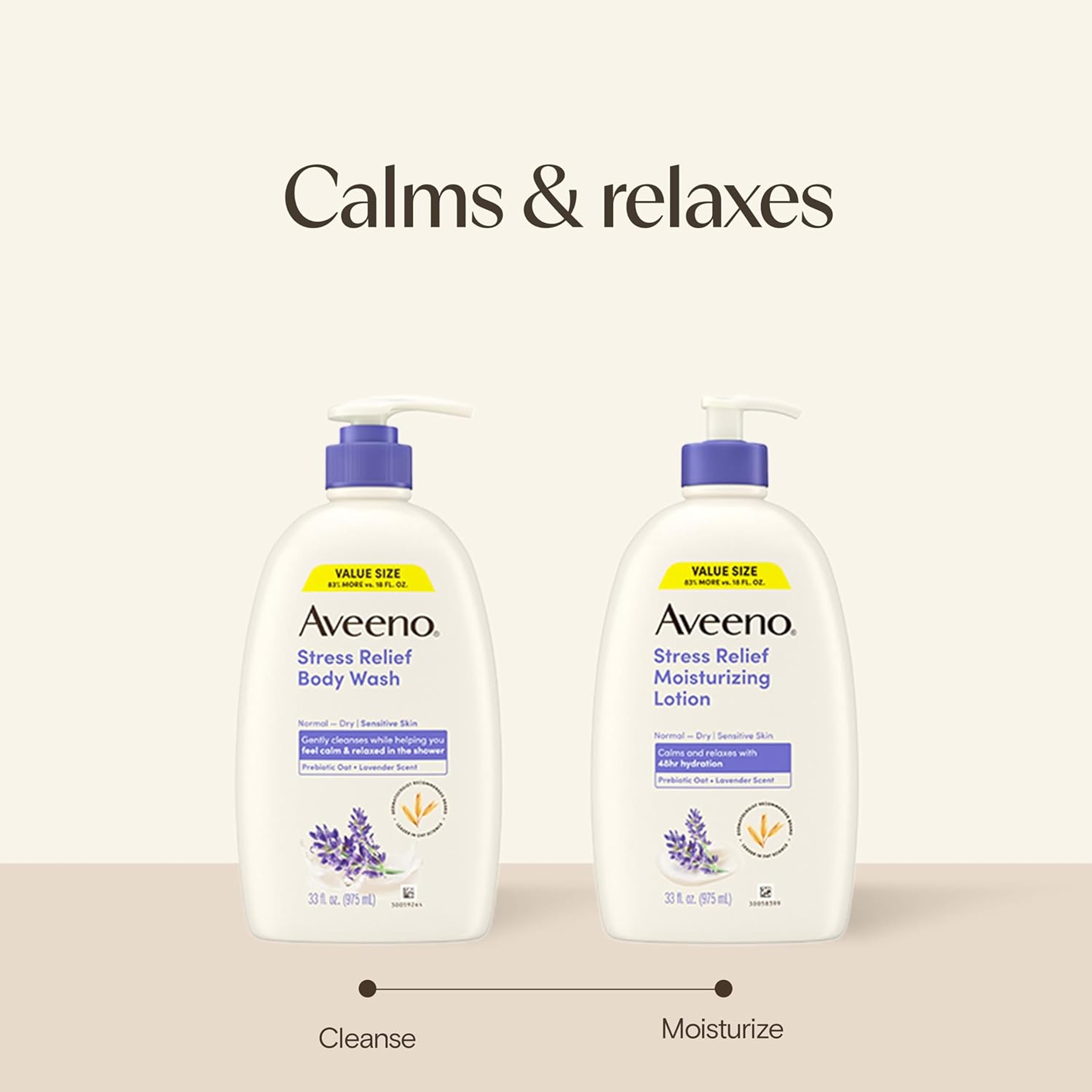 Aveeno Stress Relief Oat Body Wash 33 fl.oz - Lavender Scent with Nourishing Prebiotic Oat for Normal to Dry Skin 8