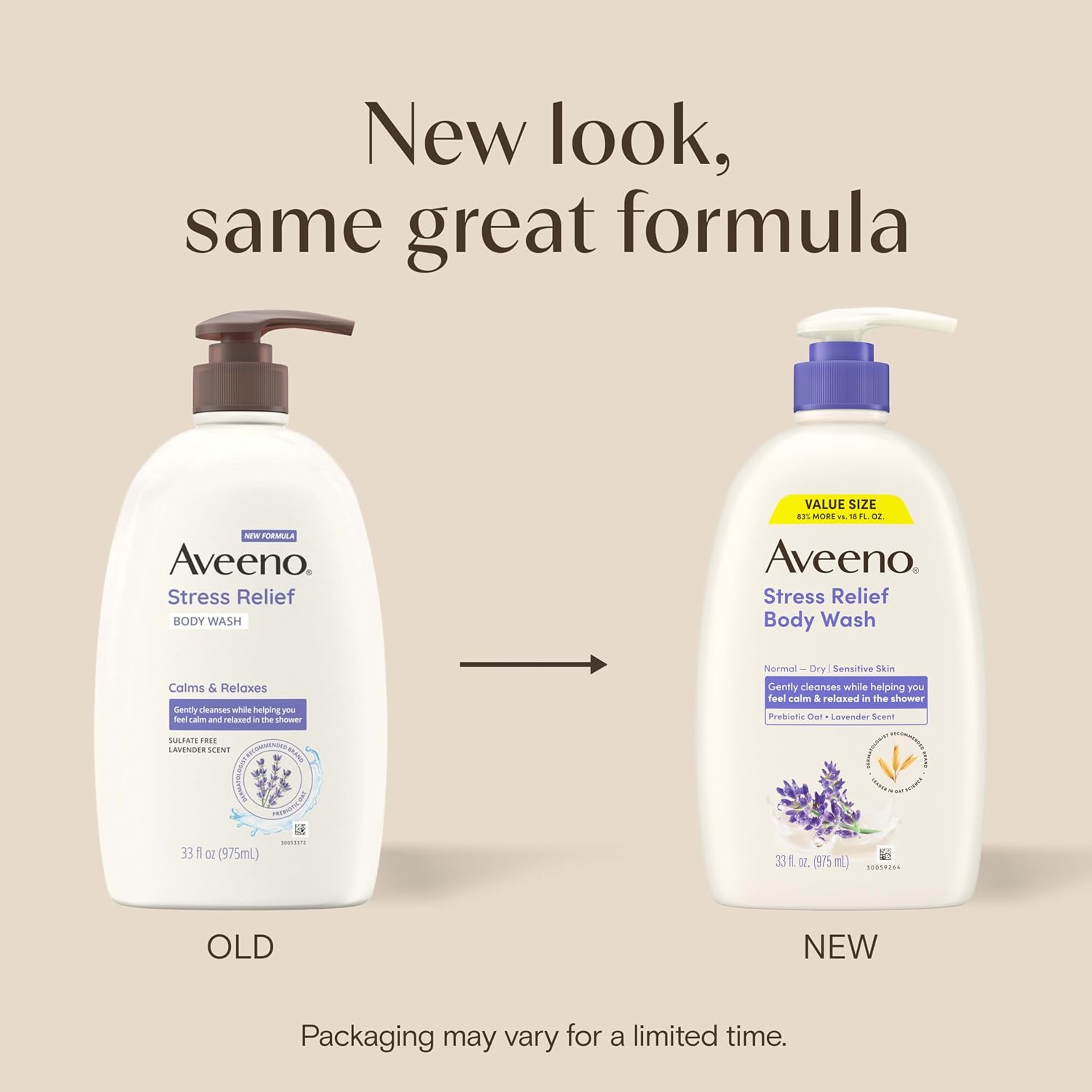 Aveeno Stress Relief Oat Body Wash 33 fl.oz - Lavender Scent with Nourishing Prebiotic Oat for Normal to Dry Skin 2