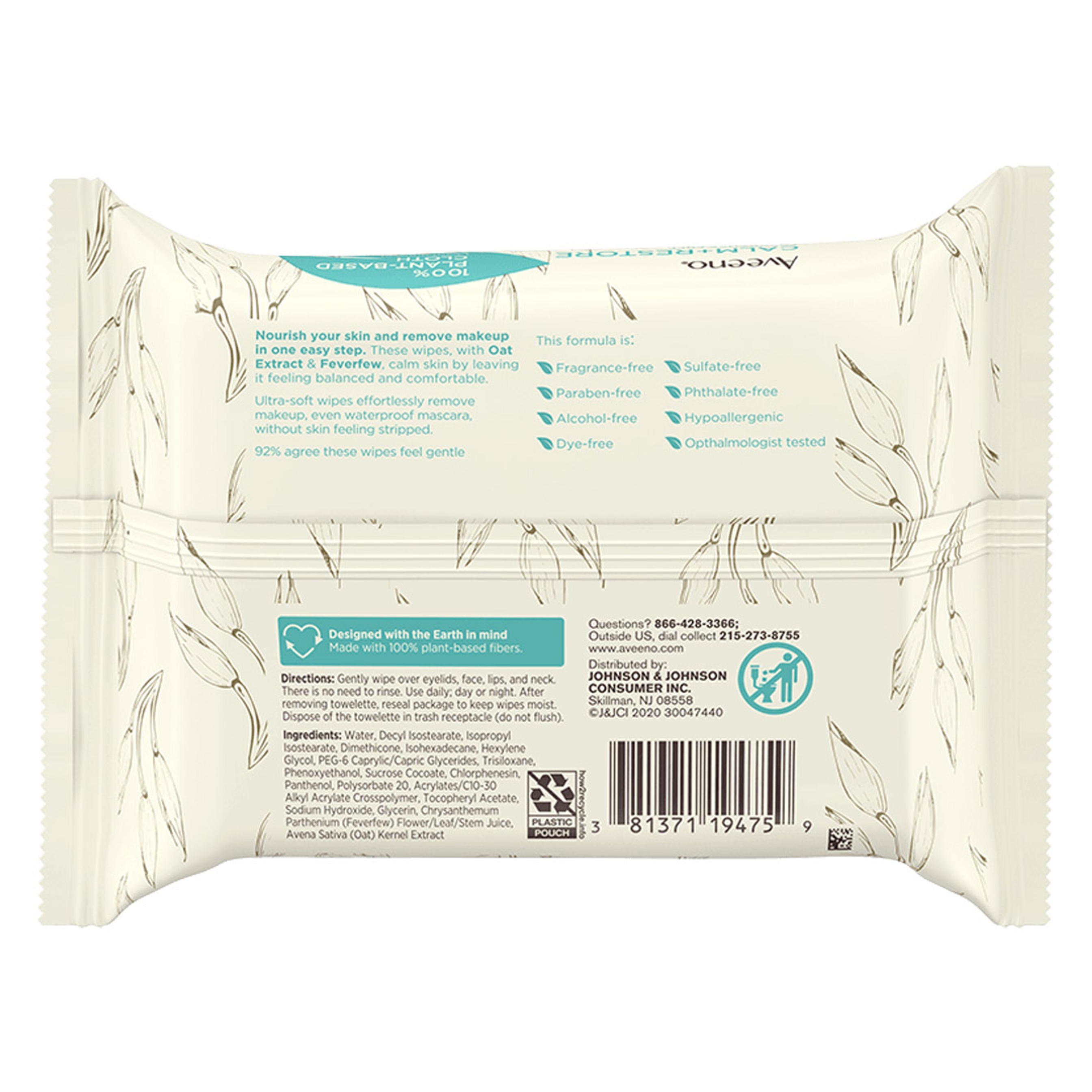Aveeno Calm + Restore Makeup Removing Wipes 25 Count - Removes Makeup & Nourishes Skin, Fragrance-Free 9