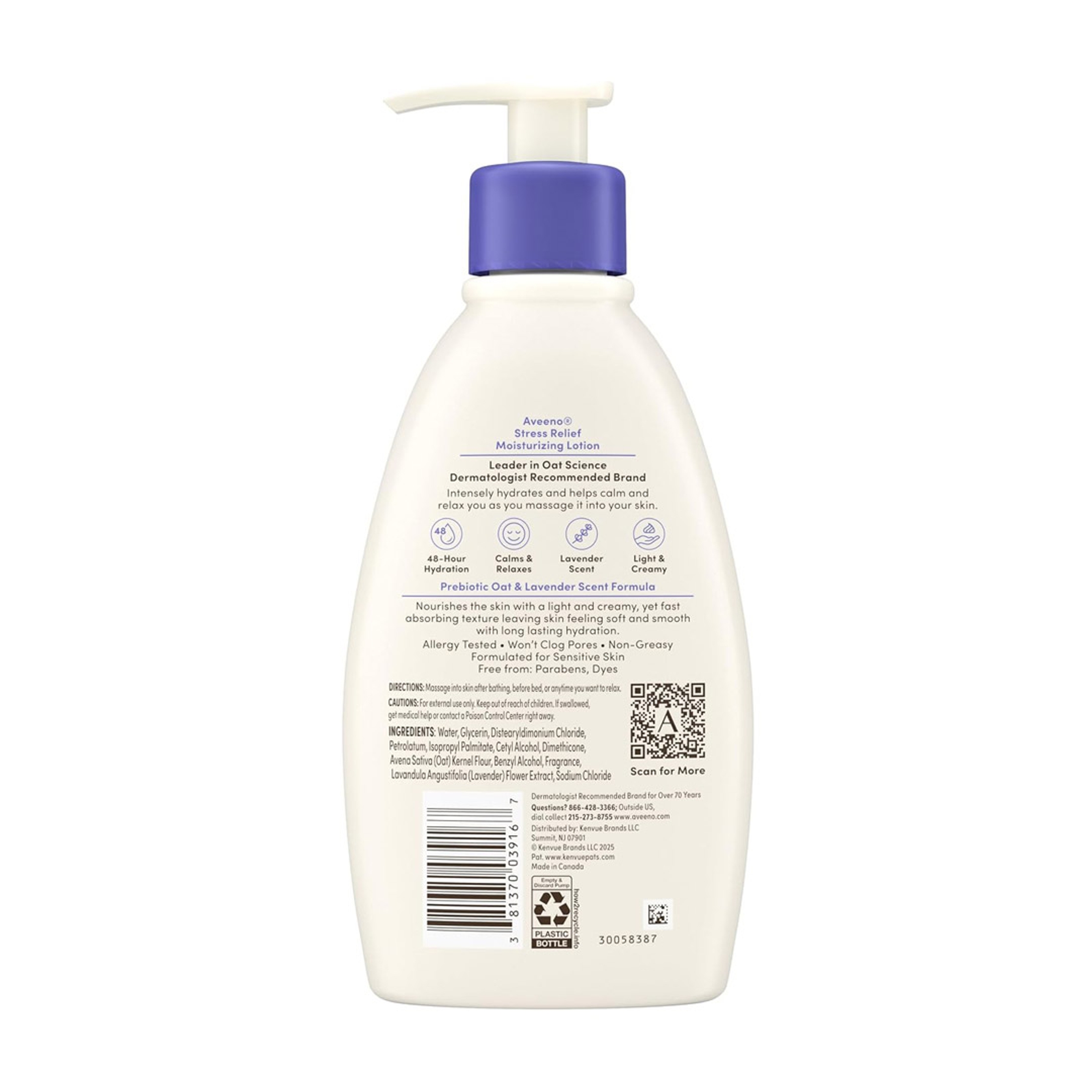 Aveeno Stress Relief Body Lotion 12 fl.oz - Lavender Scent, Calms & Relaxes with 48H Hydration for Sensitive Skin 6