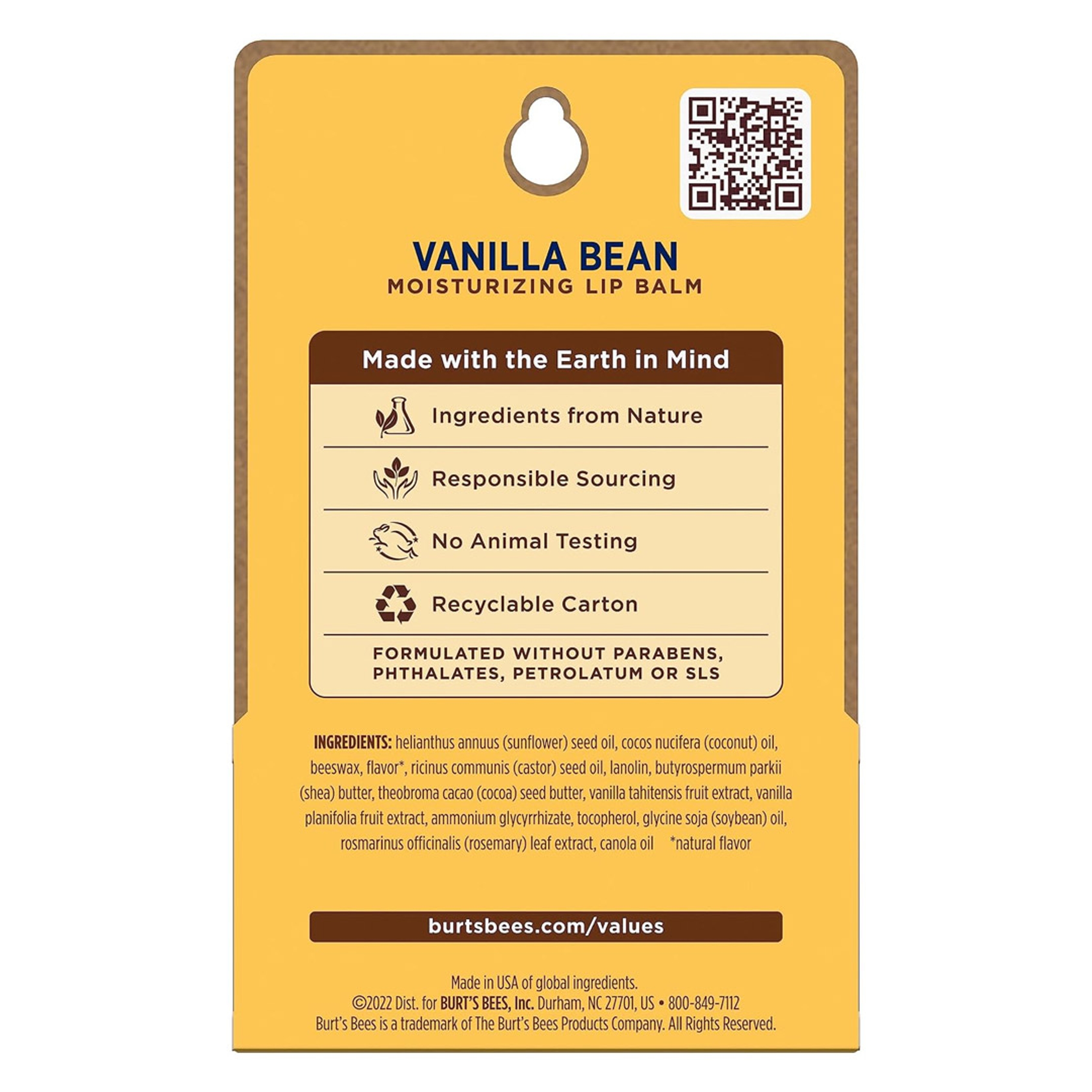Burt's Bees Lip Balm, Vanilla Bean, 0.15 oz (Pack of 2) - Lip Moisturizer with Responsibly Sourced Beeswax, Tint-Free 12