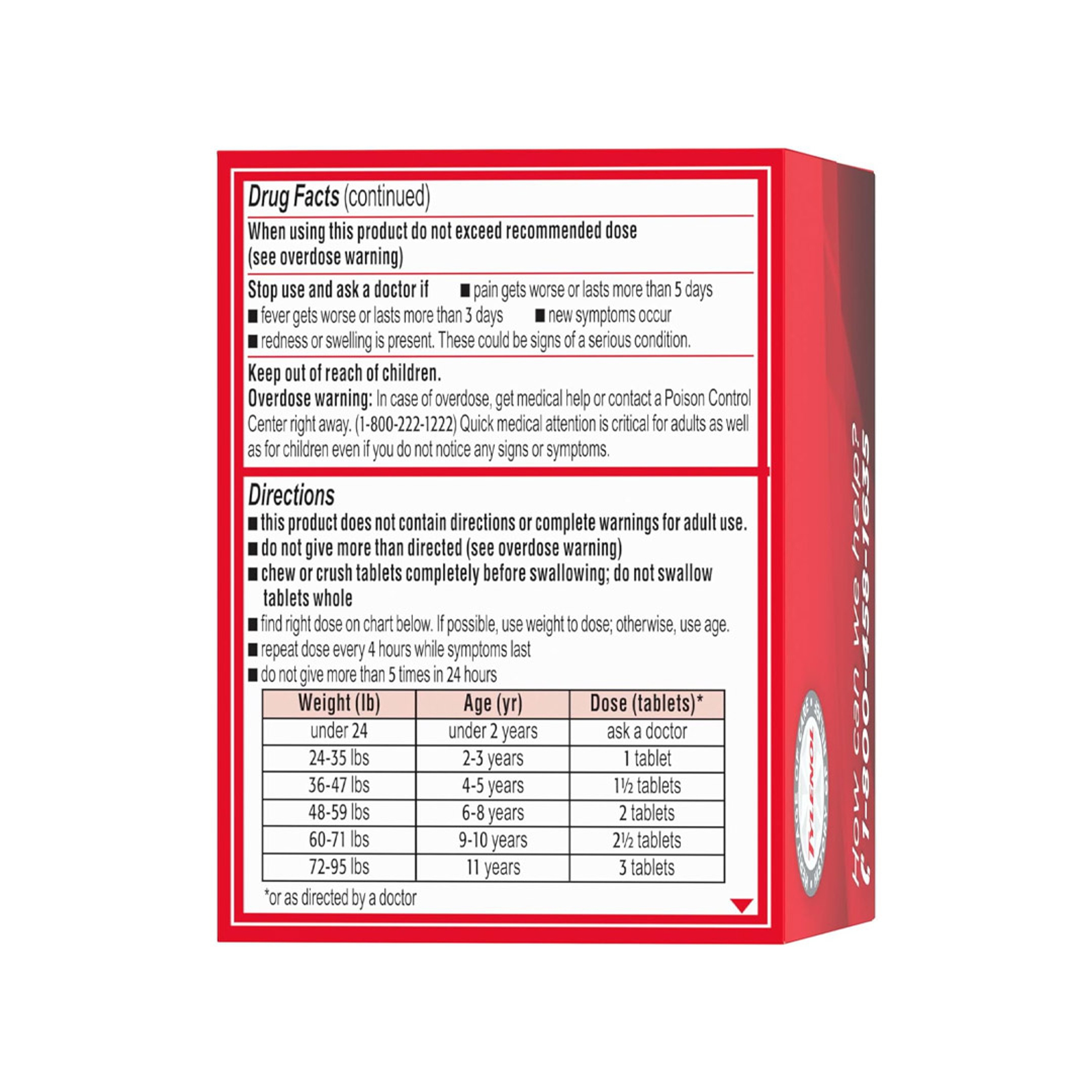 Children's Tylenol Chewables with 160 mg Acetaminophen, Pain Reliever & Fever Reducer for Kids' Cold + Flu Symptoms, Headache, Sore Throat & Toothache, Aspirin-Free, Grape Flavor, 24 ct 9