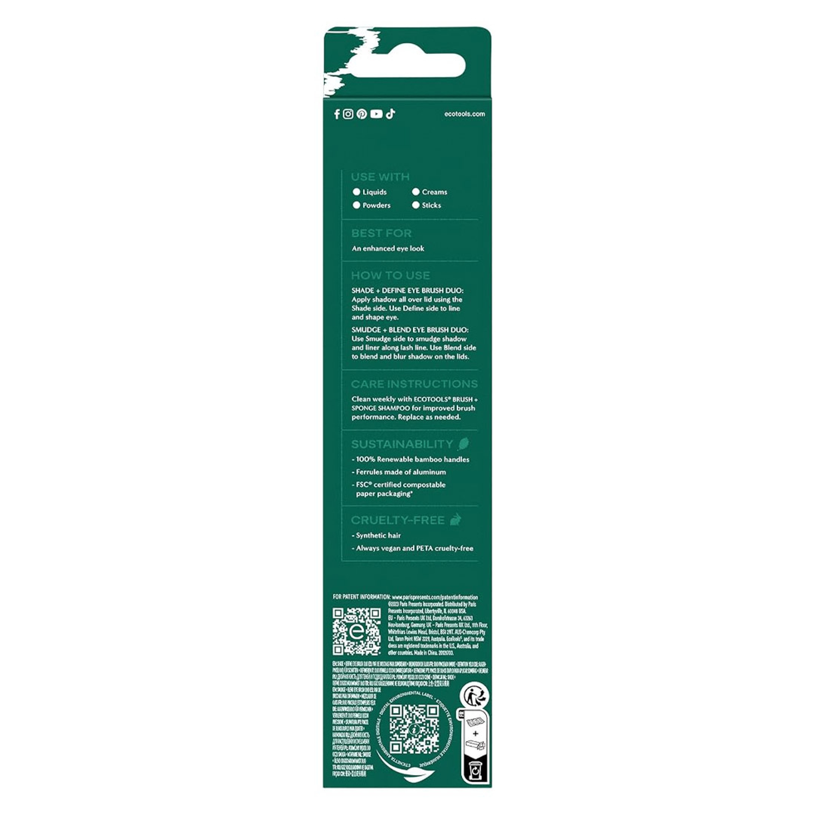 EcoTools Eye Enhancing Duo Makeup Brush Set, 2 Count - with 4 Brush Heads To Shade, Define, Blend & Smudge 7