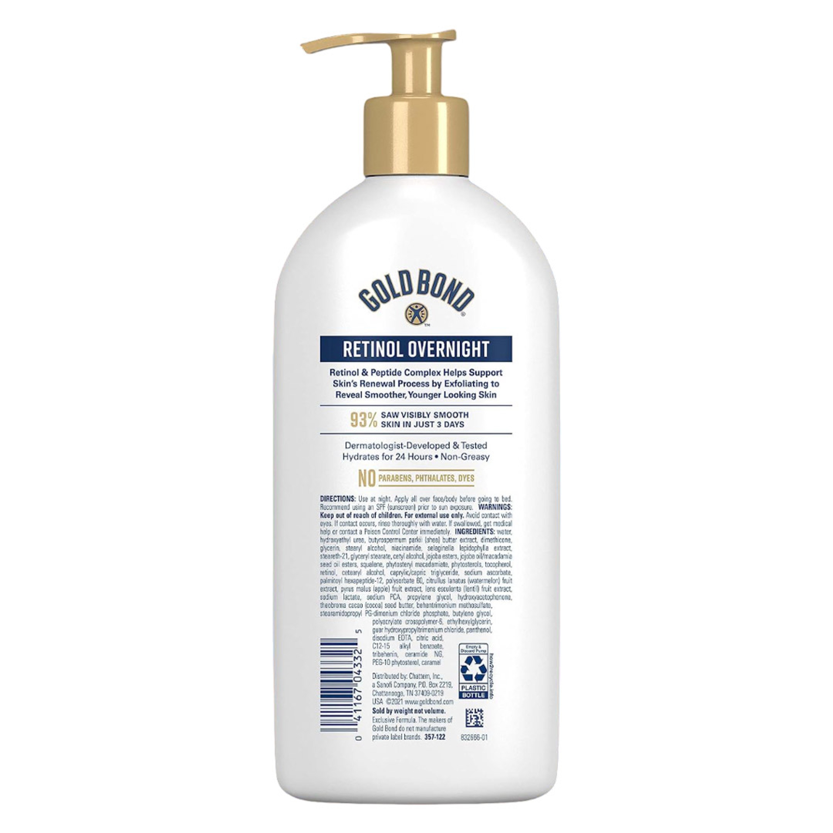 Gold Bond Age Renew Retinol Overnight Body & Face Lotion 13 oz - Gentle for Daily Use with Retinol & Peptide Complex 7
