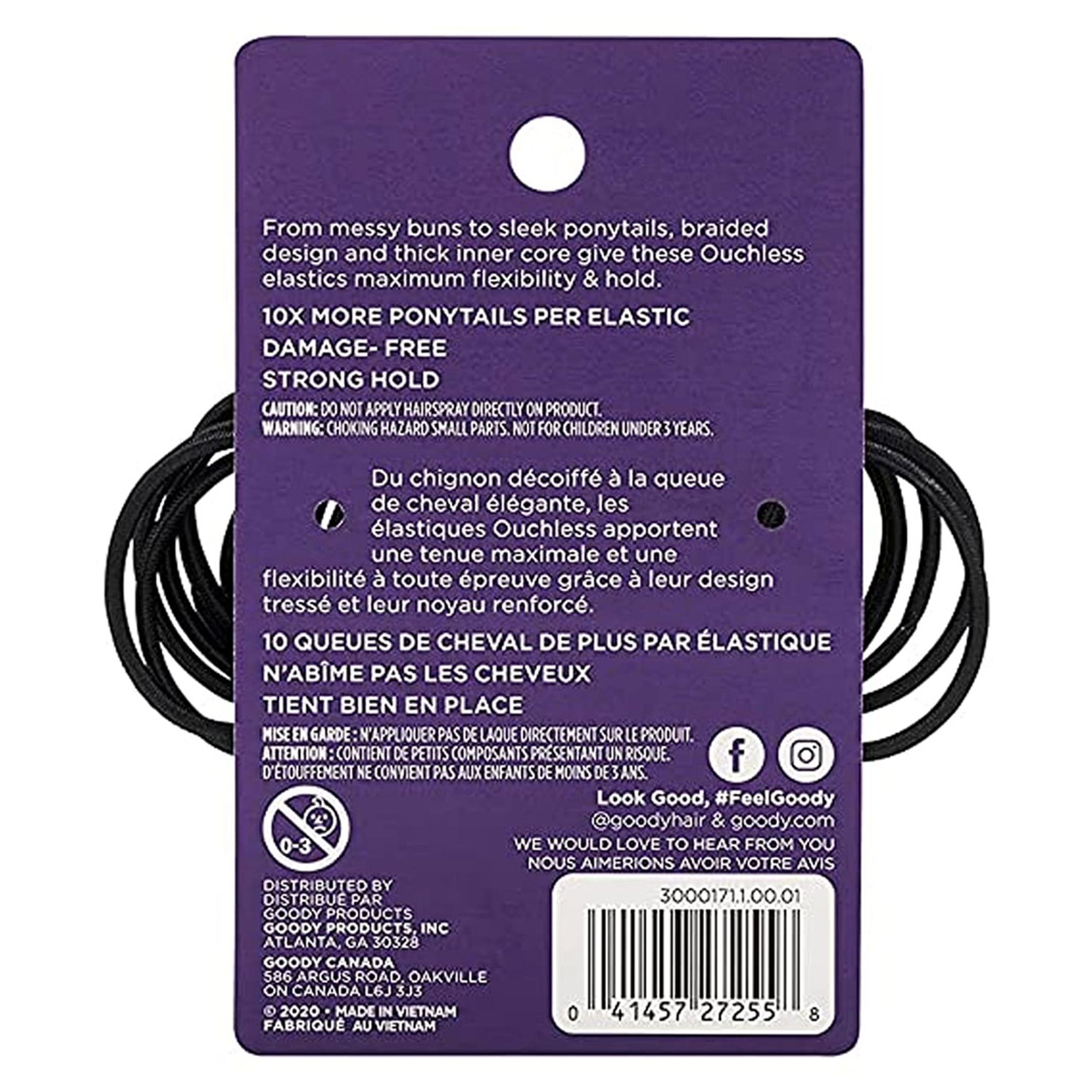 Goody Ouchless Hair Elastics, Black, 36 Count - Strong Hold, No-Damage Hair Ties for Fine to Medium Hair 3