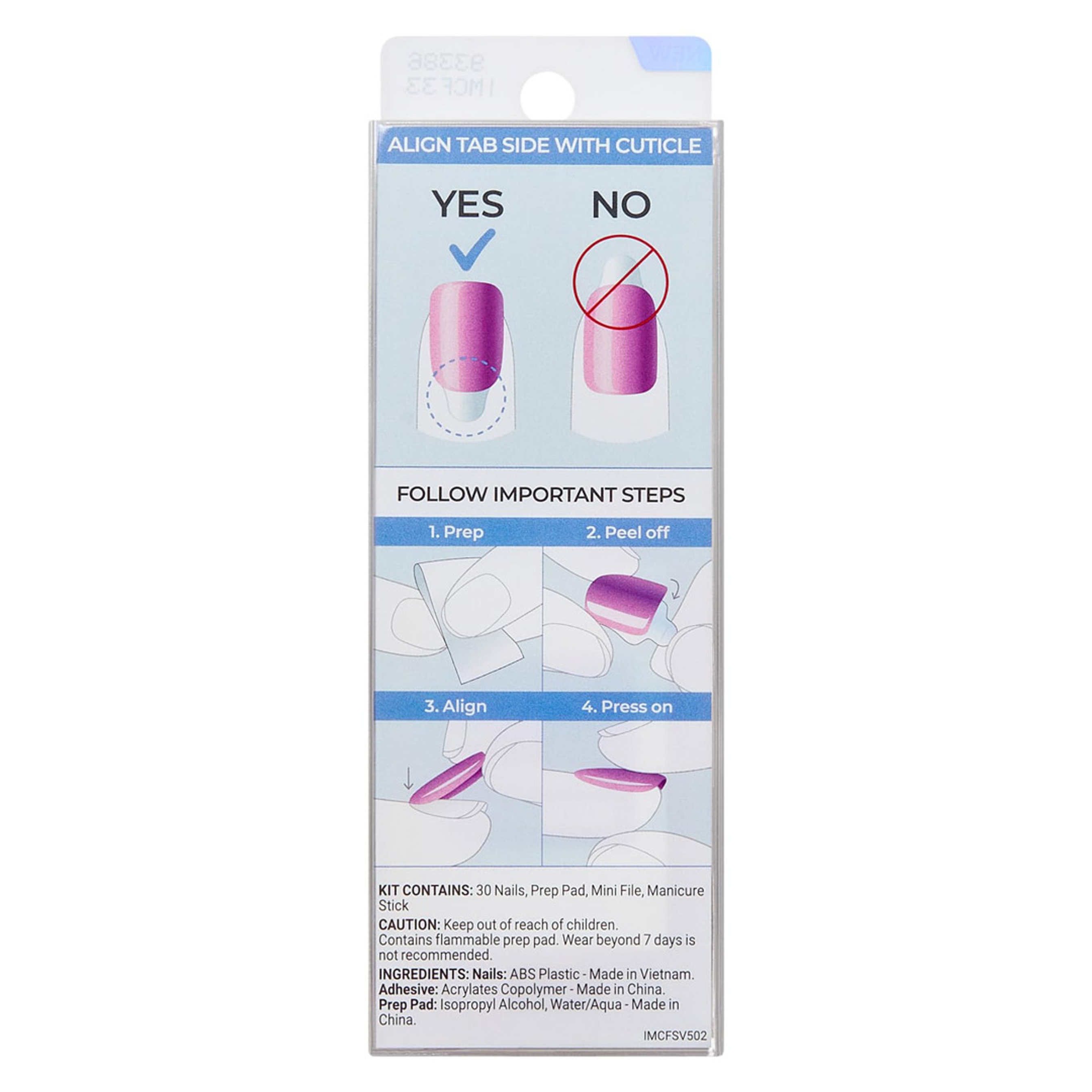 imPRESS colorFX No Glue Mani Press On Nails, Fly Up, 30 Count - Silver & Blue Short Oval Chrome Effect 9