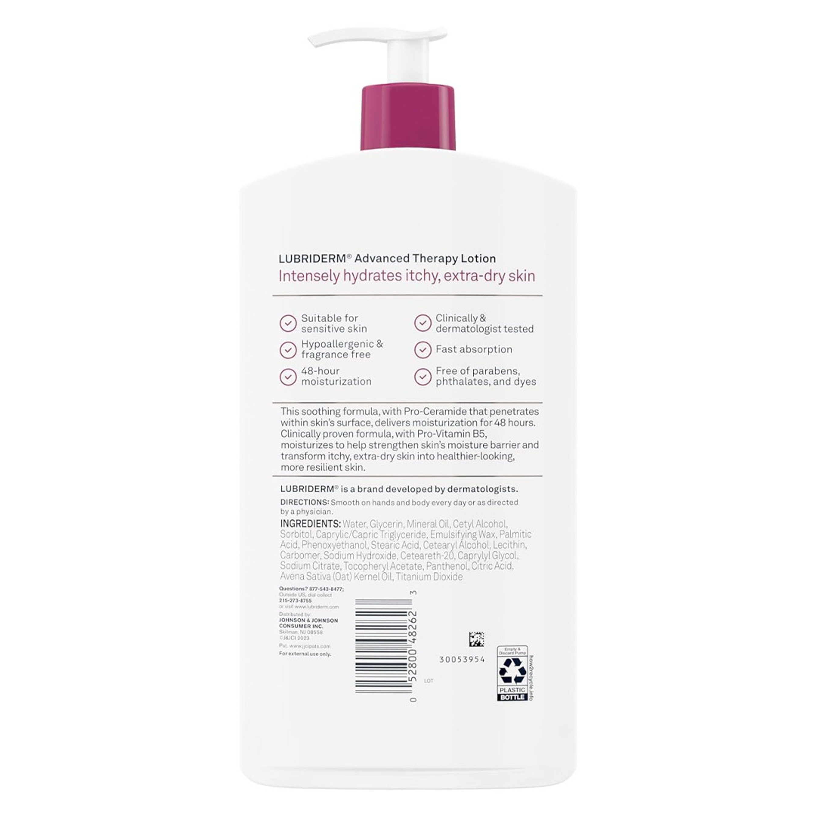 Lubriderm Advanced Therapy Lotion Fragrance-Free 24 fl.oz - Hand & Body Moisturizern for Itchy, Extra Dry & Sensitive Skin 8