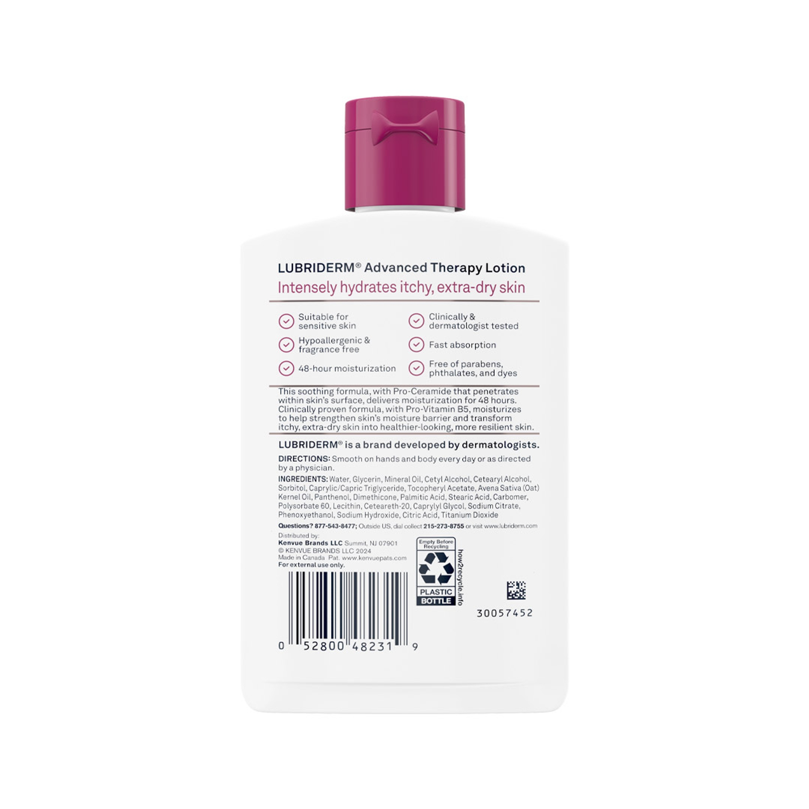 Lubriderm Advanced Therapy Lotion Fragrance-Free 6 fl.oz - Hand & Body Moisturizern for Itchy, Extra Dry & Sensitive Skin 8