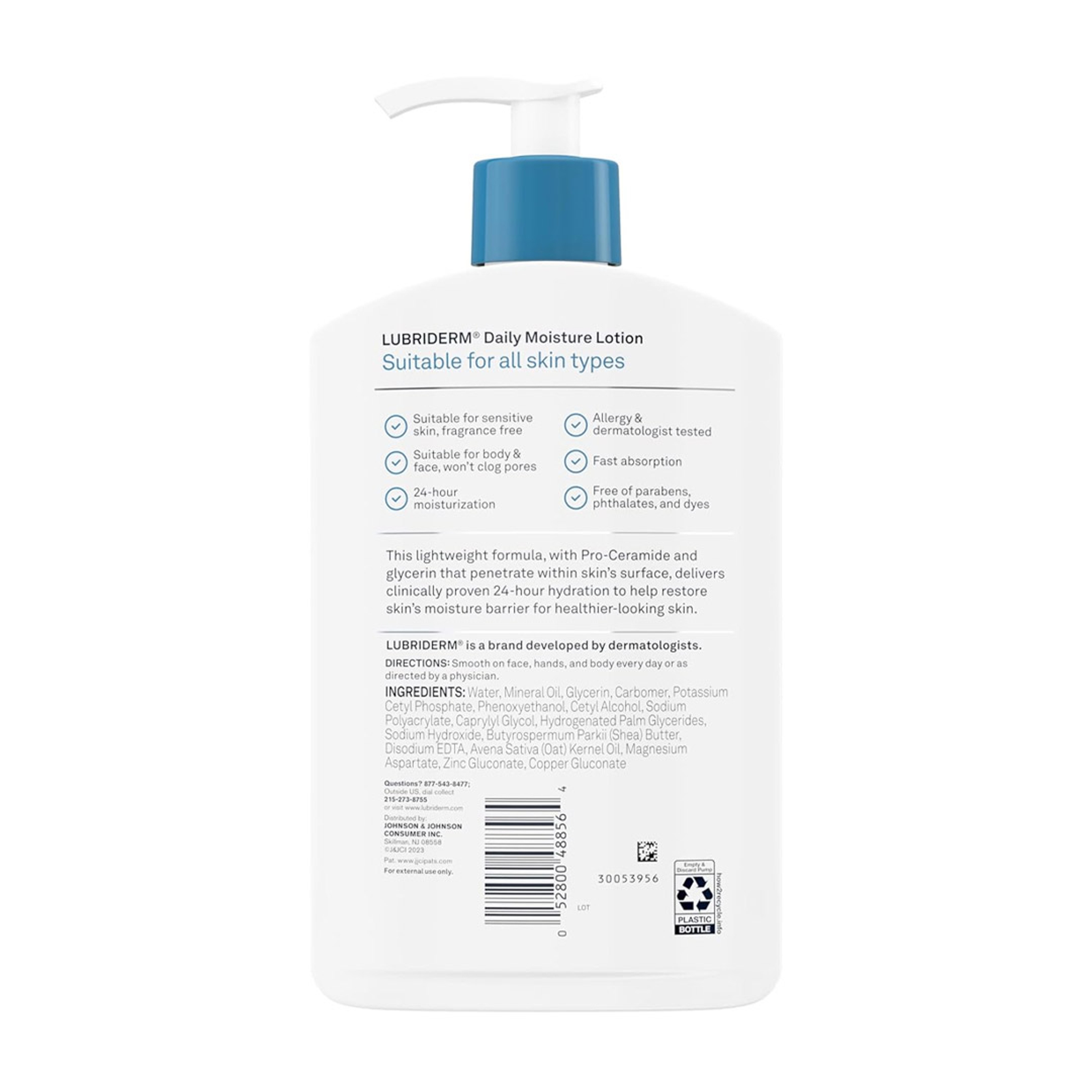 Lubriderm Daily Moisture Lotion Fragrance-Free 16 fl.oz - 24H Moisturizer with Shea Butter, Non-Greasy 7