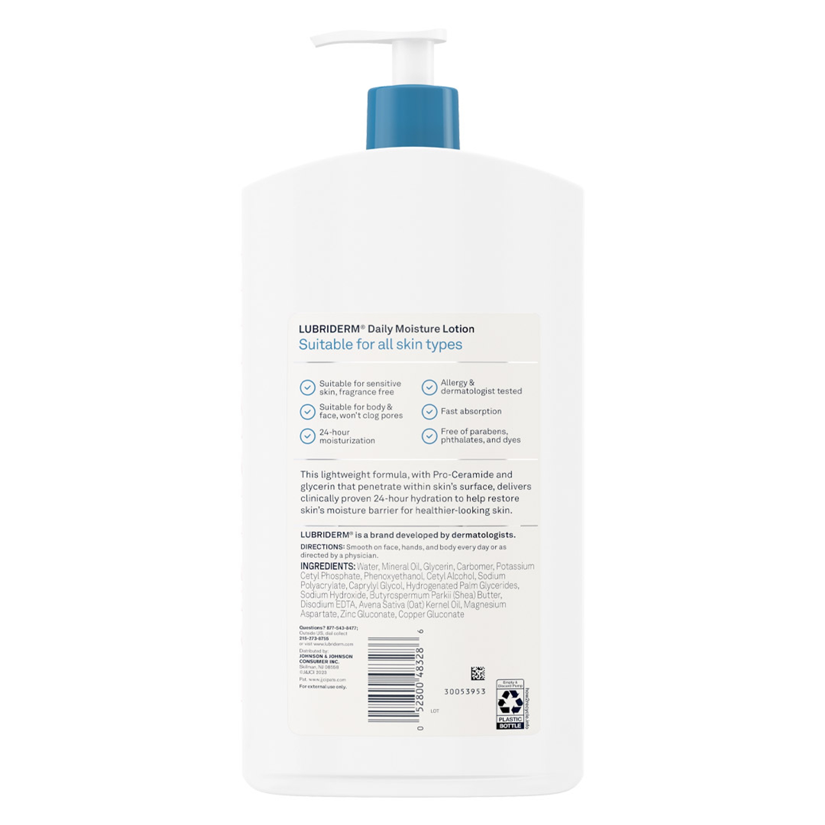 Lubriderm Daily Moisture Lotion Fragrance-Free 24 fl.oz - 24H Moisturizer with Shea Butter, Non-Greasy 10