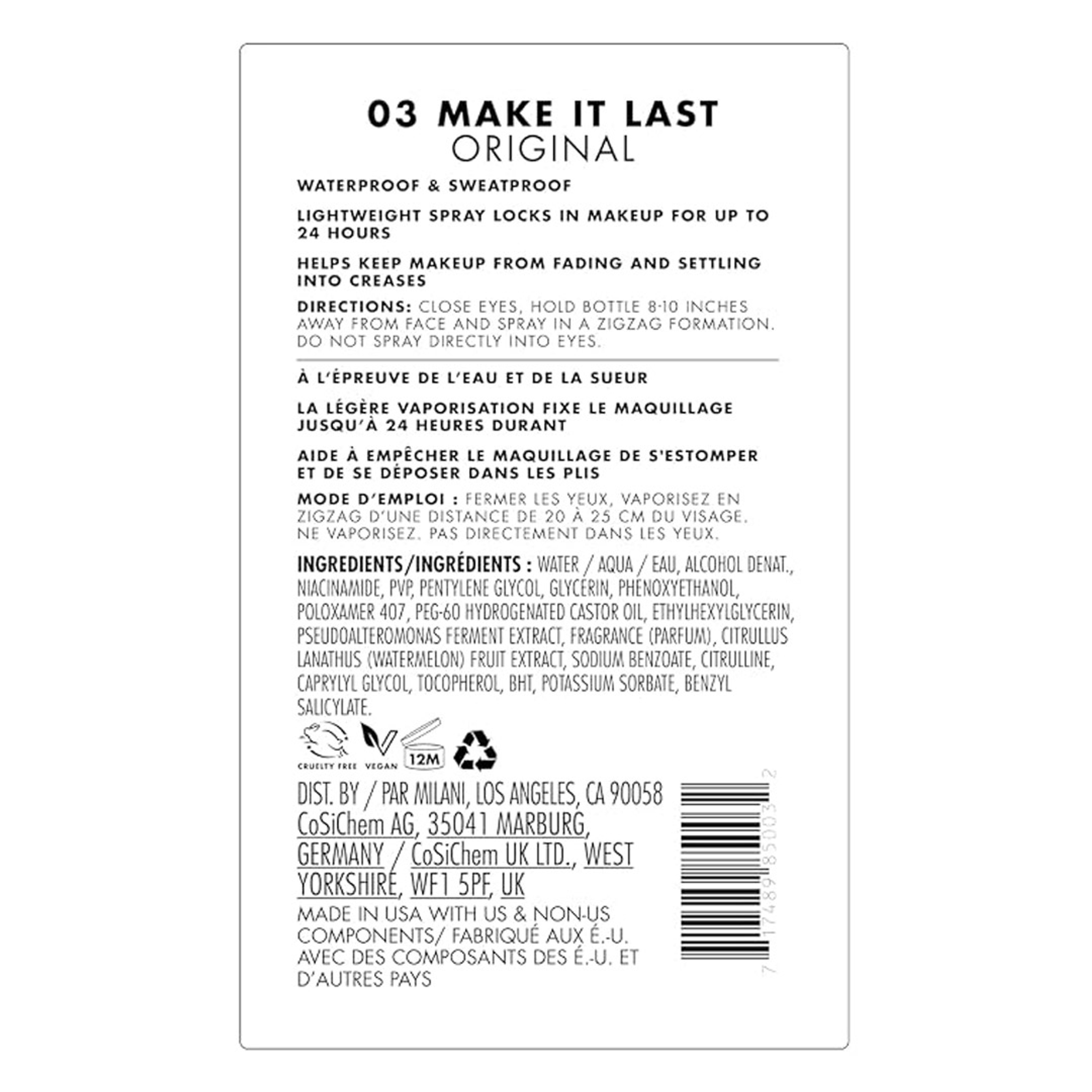 Milani Make It Last Original Setting Spray 2.03 fl.oz - Nourishing & Long-Wearing with a Natural Finish 9