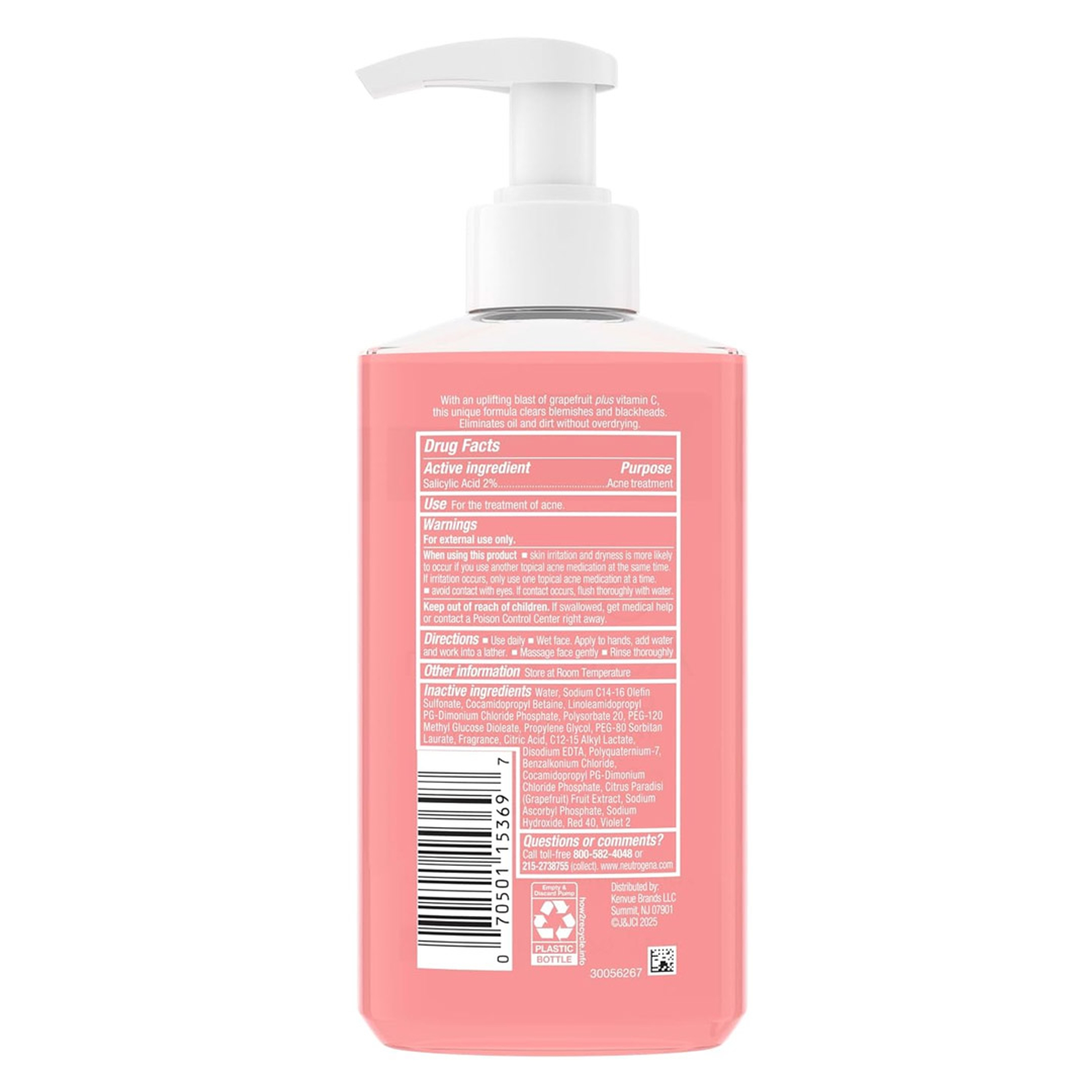 Neutrogena Oil-Free Acne Wash Pink Grapefruit Facial Cleanser 9.1 fl.oz - Blemish & Blackhead Clearing Facial Wash 8