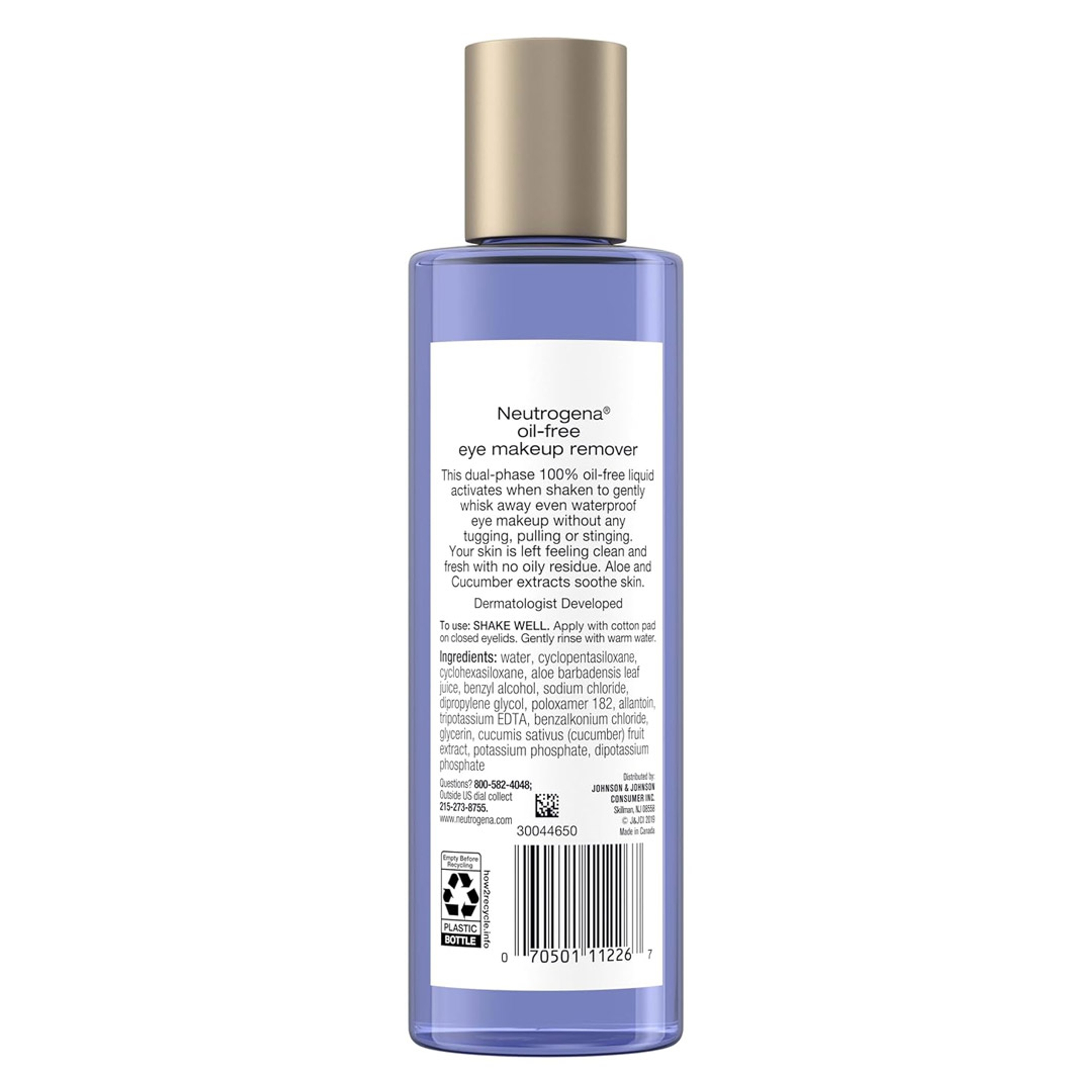 Neutrogena Oil-Free Eye Makeup Remover 8 fl.oz - Gentle Cleanser for Sensitive Eyes, Dissolves Waterproof Mascara 8