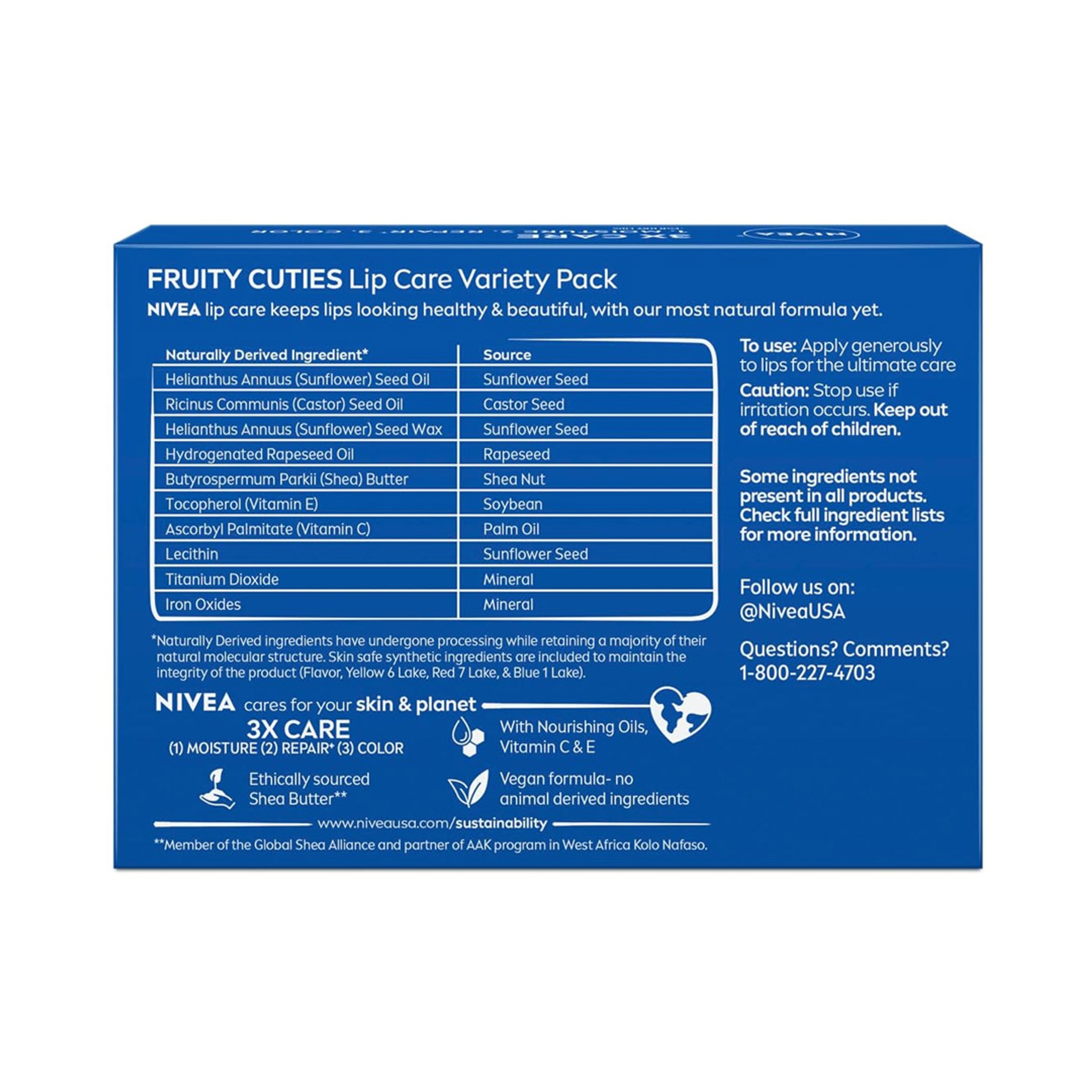Nivea Fruity Cuties Lip Balm Variety Pack 0.17 oz (Pack of 4) - 3-in-1 Moisturizing Tinted Lip Balms 12