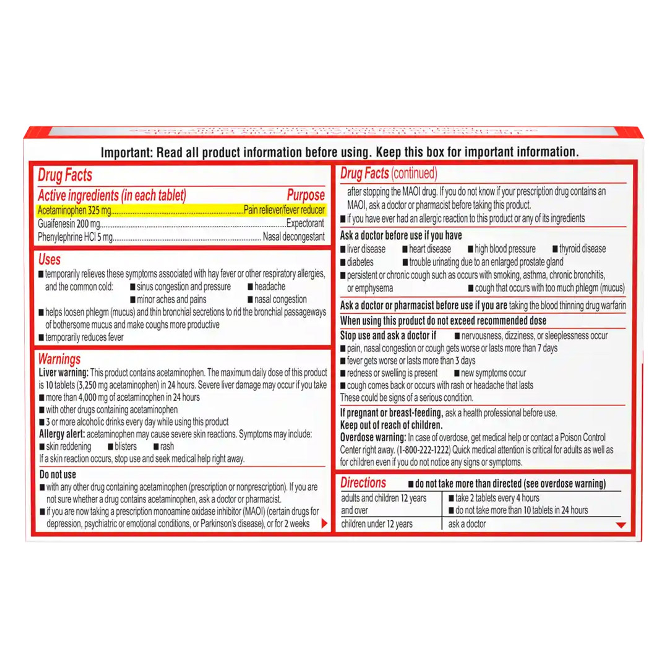 Sudafed PE Head Congestion Plus Mucus Relief Tablets for Sinus Pressure, Congestion and Headache, Non-Drowsy Decongestant with Acetaminophen, Guaifenesin, Phenylephrine HCI, 24 ct 6
