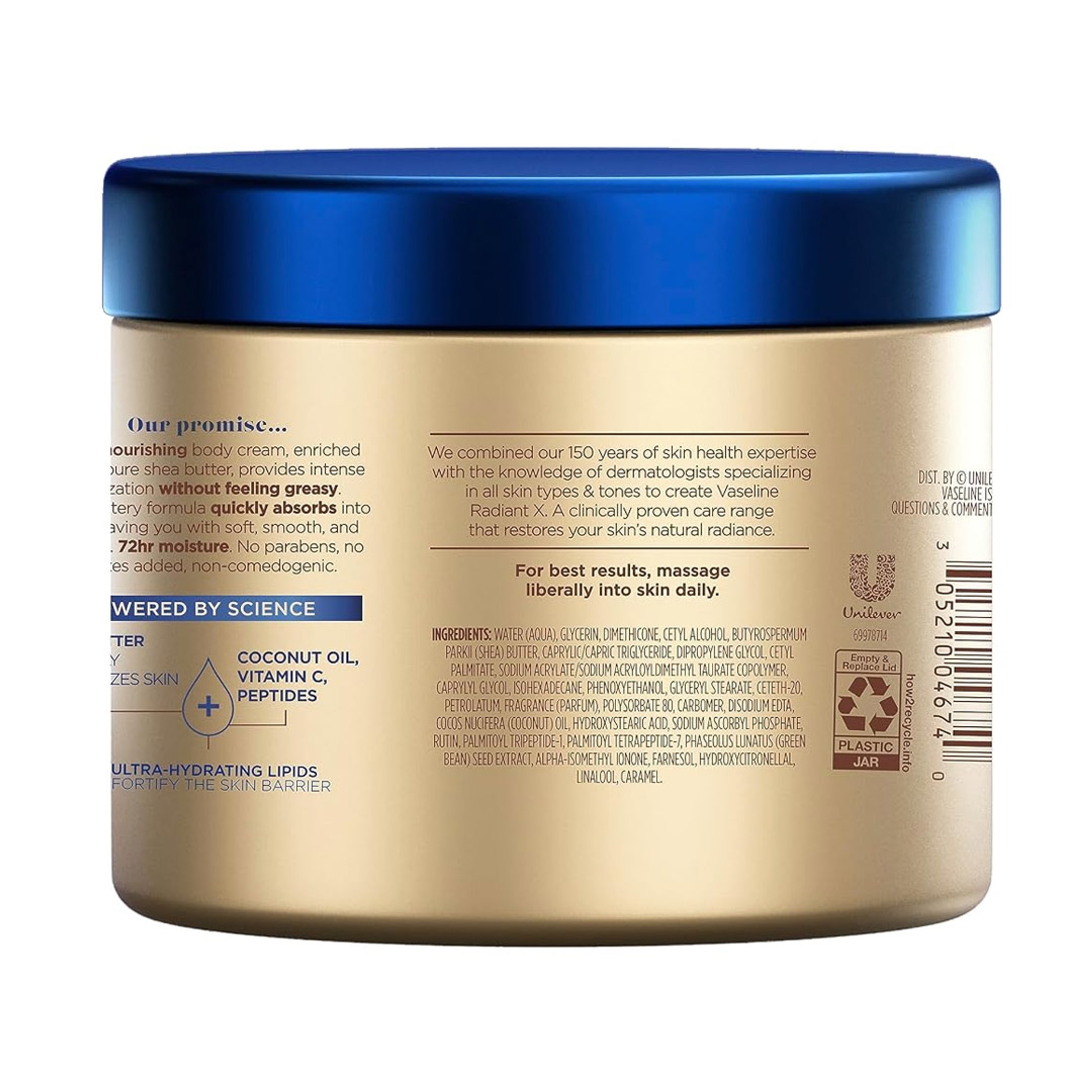 Vaseline Radiant X Deep Nourishment Body Cream 10 oz - Body Moisturizer with Coconut Oil, Vitamin C & Peptides for Dry Skin 7