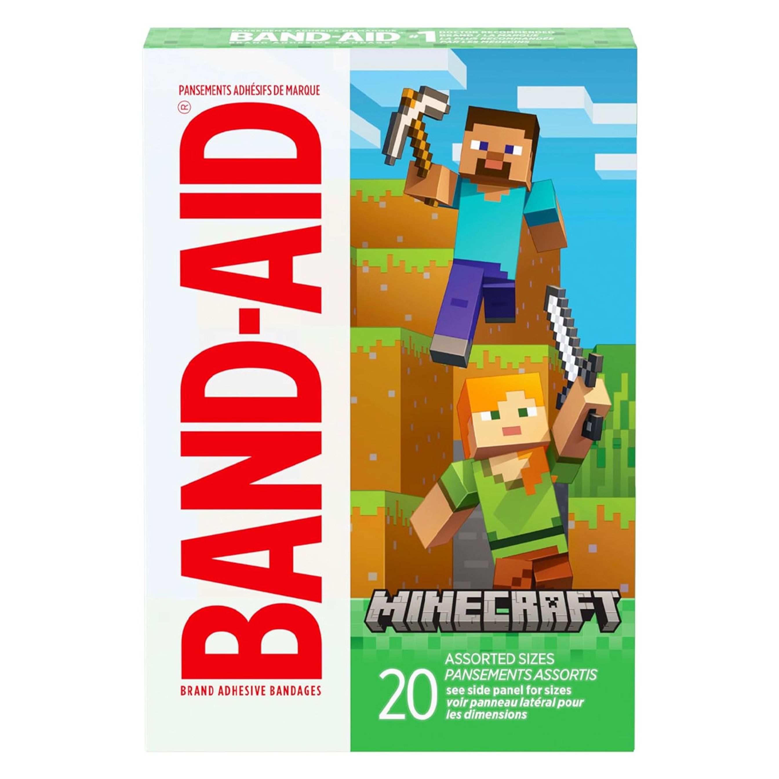Band-Aid Brand Adhesive Bandages, Minecraft, 20 Count - Assorted Sizes, Covers & Protects Minor Cuts & Scrapes 6