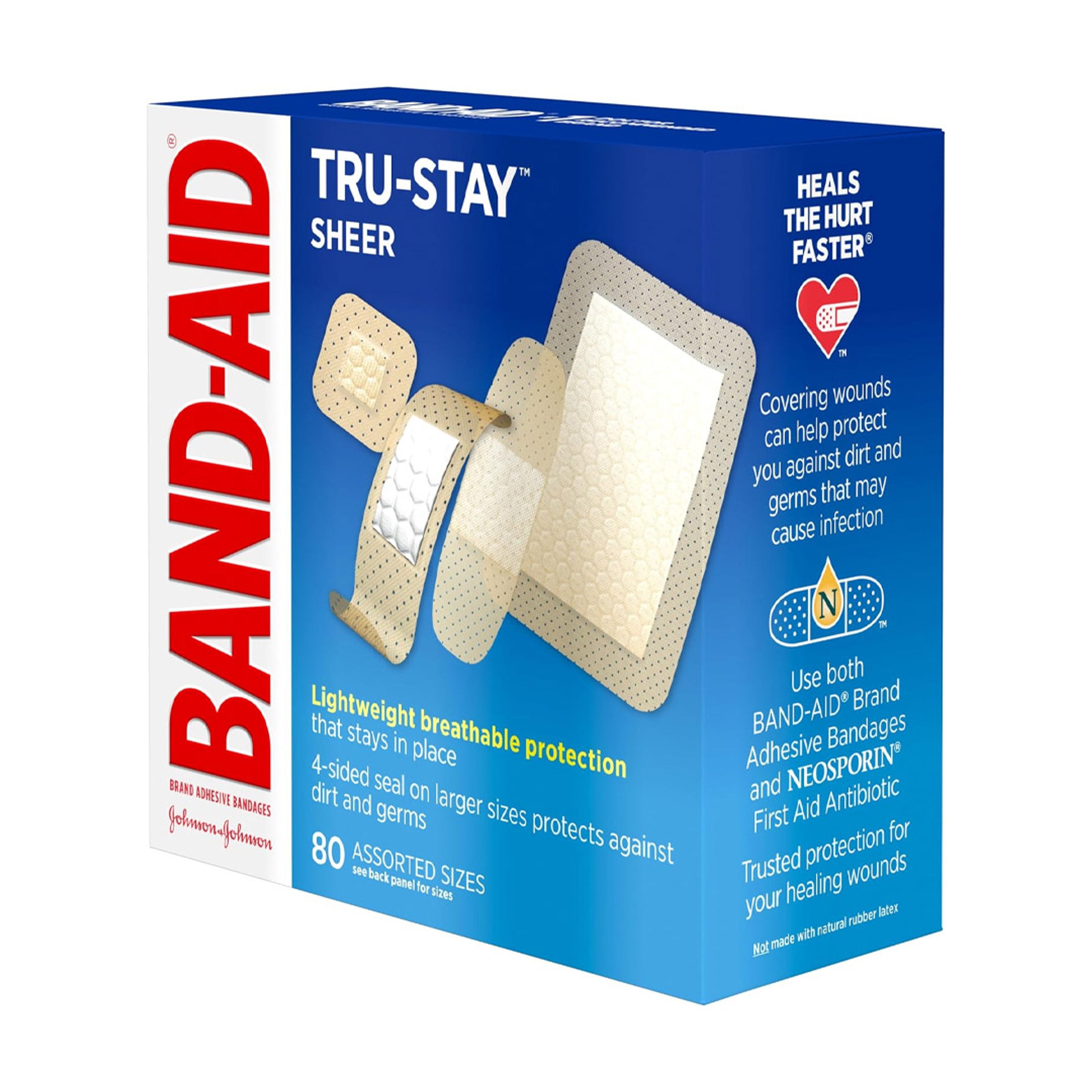 Band-Aid Brand Tru-Stay Sheer Adhesive Bandages 80 Count - Assorted Sizes, Flexible Comfort for Minor Cuts & Scrapes 3