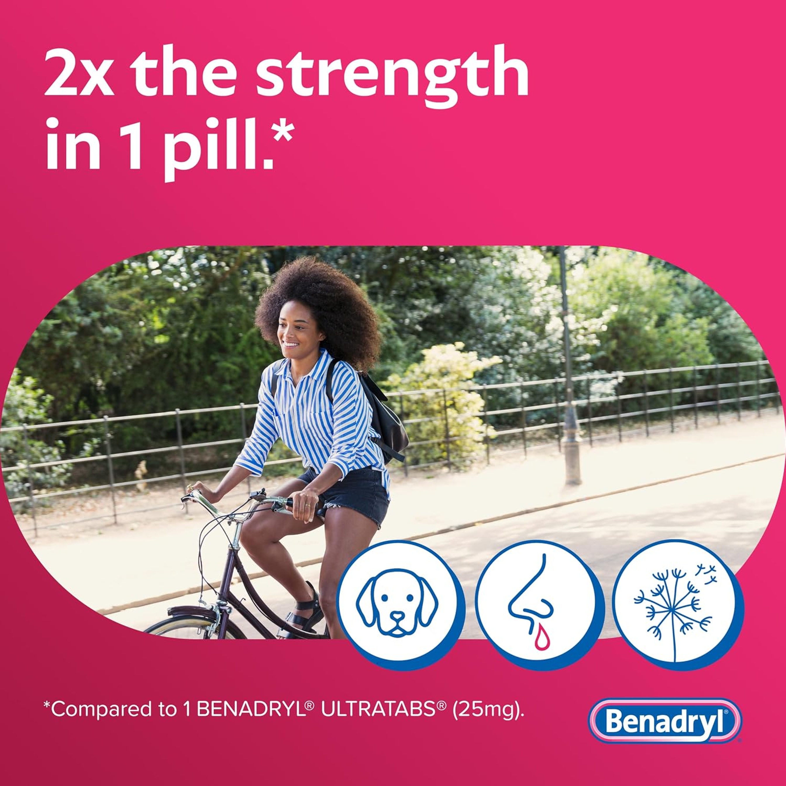 Benadryl Extra Strength Antihistamine Allergy Relief Tablets 24 Count - Diphenhydramine HCl 50mg 2