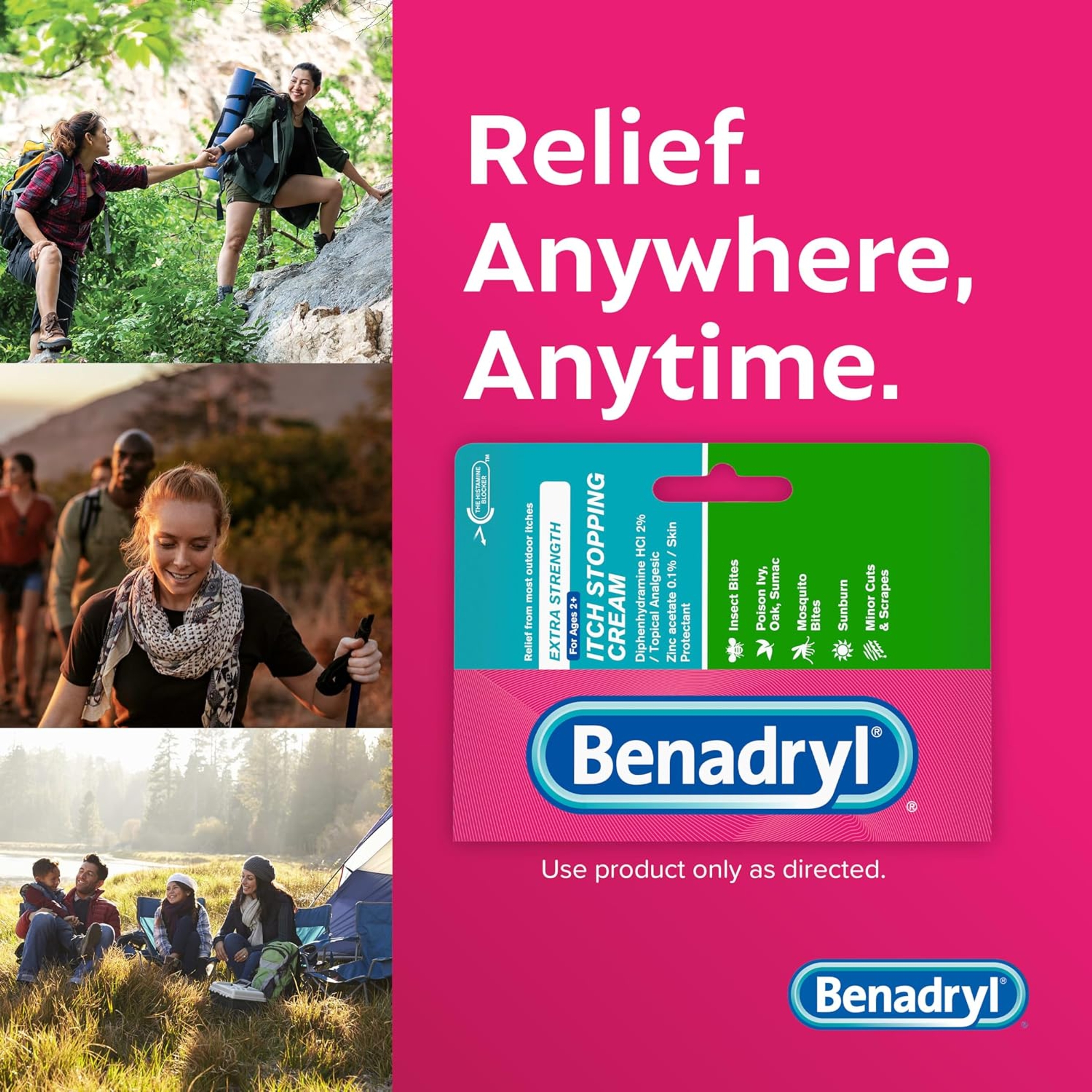 Benadryl Extra Strength Itch Stopping Cream 1 oz - Itchy Skin & Rash Relief with Diphenhydramine 6
