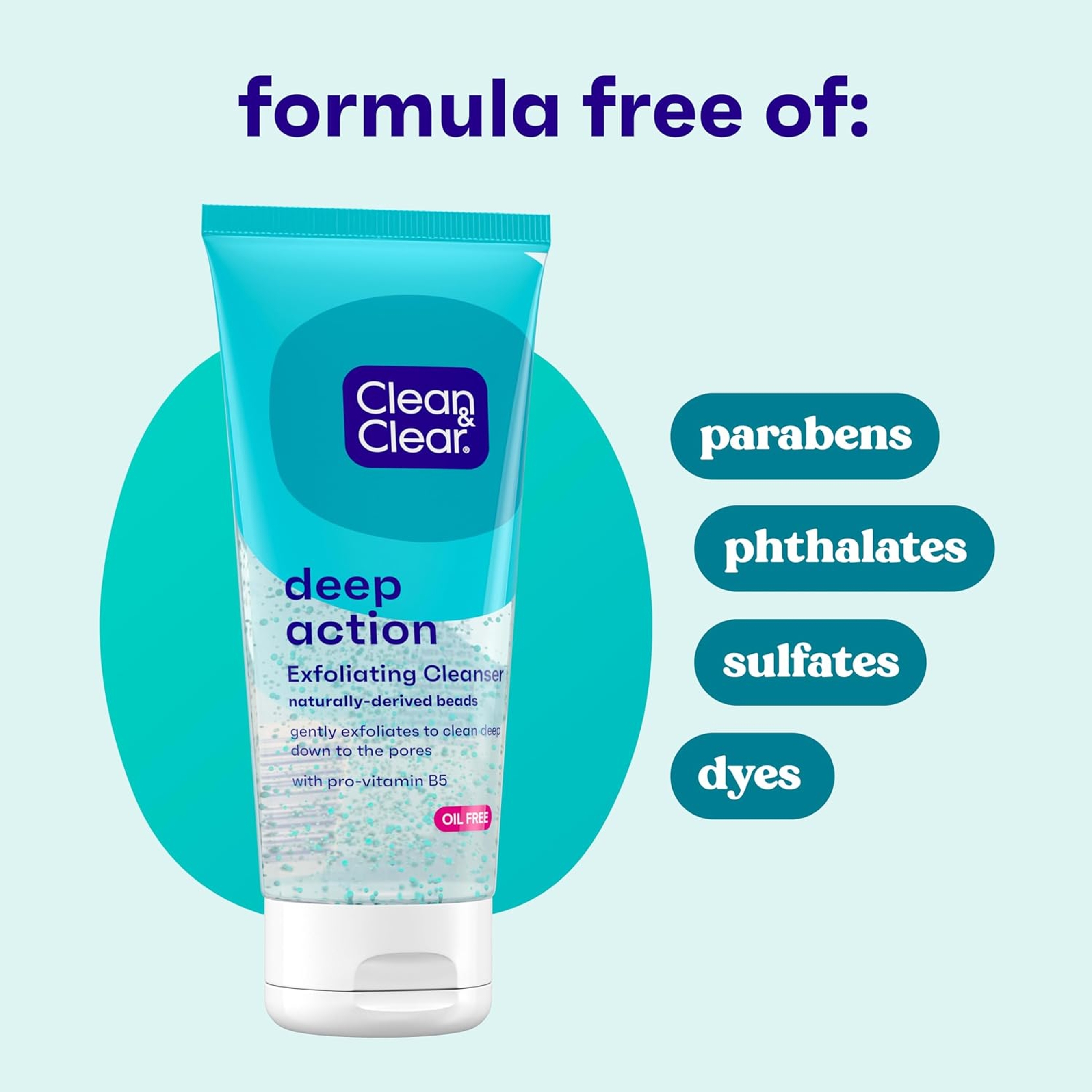 Clean & Clear Deep Action Exfoliating Cleanser 7 fl.oz - Oil-Free, Gentle Exfoliating Daily Face Wash with Pro-Vitamin B5 8