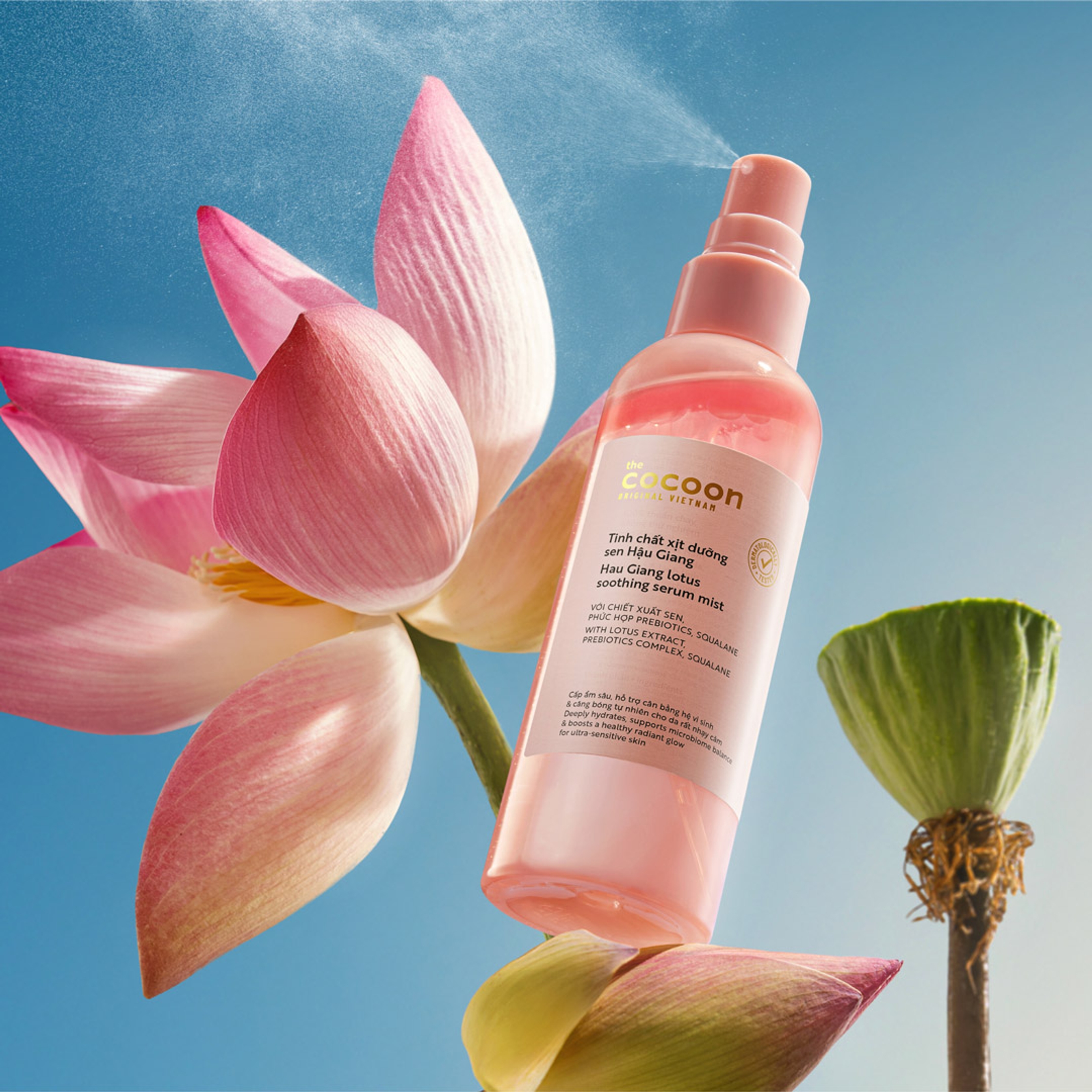 Cocoon Hau Giang Lotus Soothing Serum Mist 3.38 fl.oz - Deeply Hydrates & Boosts Radiant Glow for Sensitive Skin 3