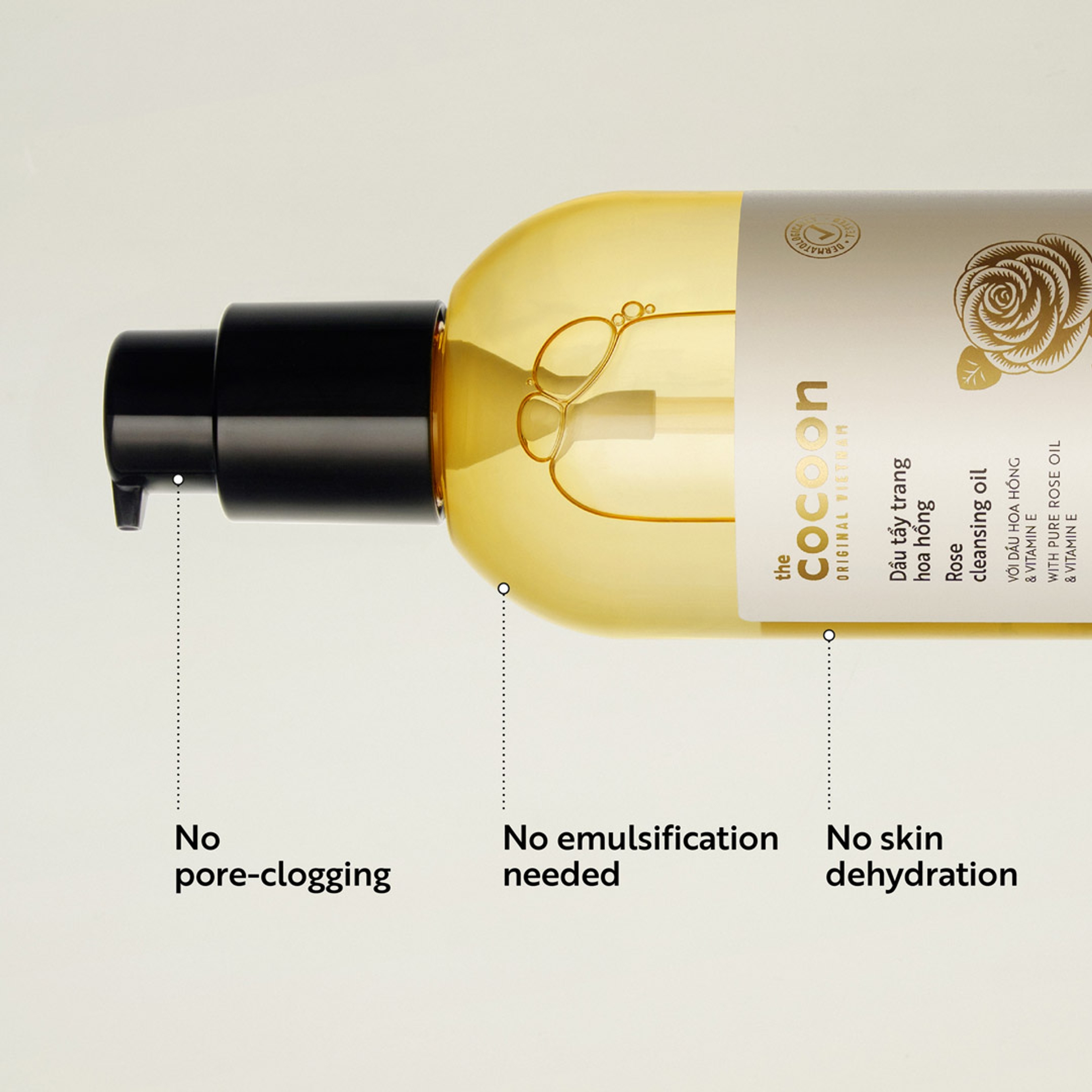 Cocoon Rose Bi-Phase Micellar Water 4.7 fl.oz - Deeply Cleanses & Moisturizes Skin, Alcohol-Free 4