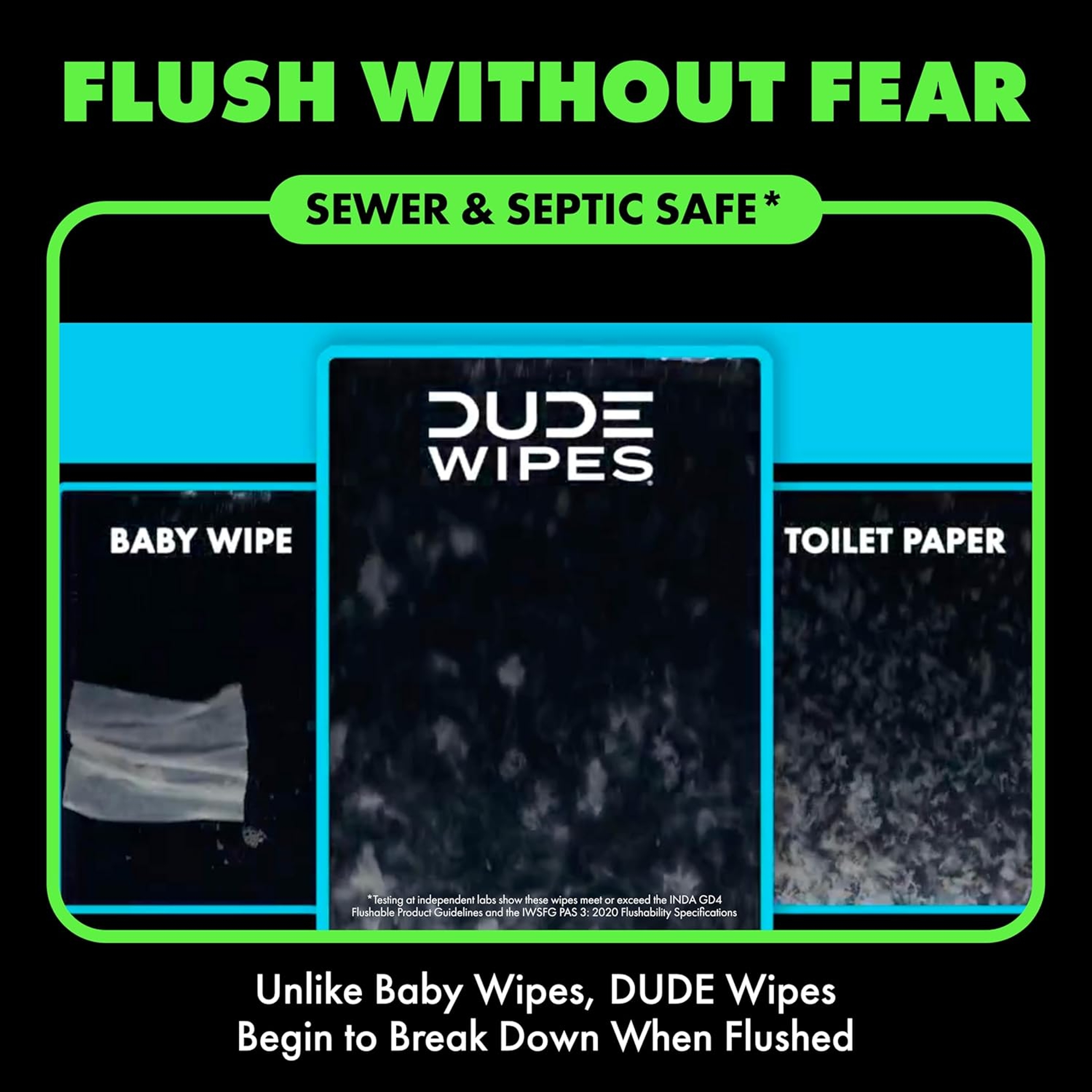 DUDE Wipes Herbal Relief Flushable Wipes 48 Count (Pack of 3) - Extra-Large Adult Wet Wipes, Witch Hazel 4