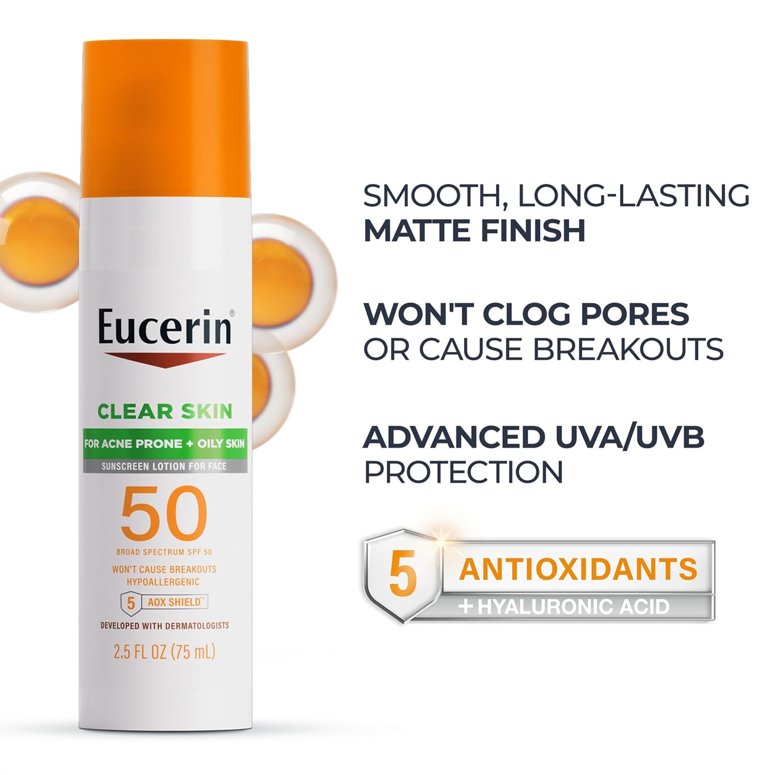 Eucerin Clear Skin SPF 50 Face Sunscreen 2.5 fl.oz - Broad Spectrum Sunscreen for Acne Prone, Oily Skin 3