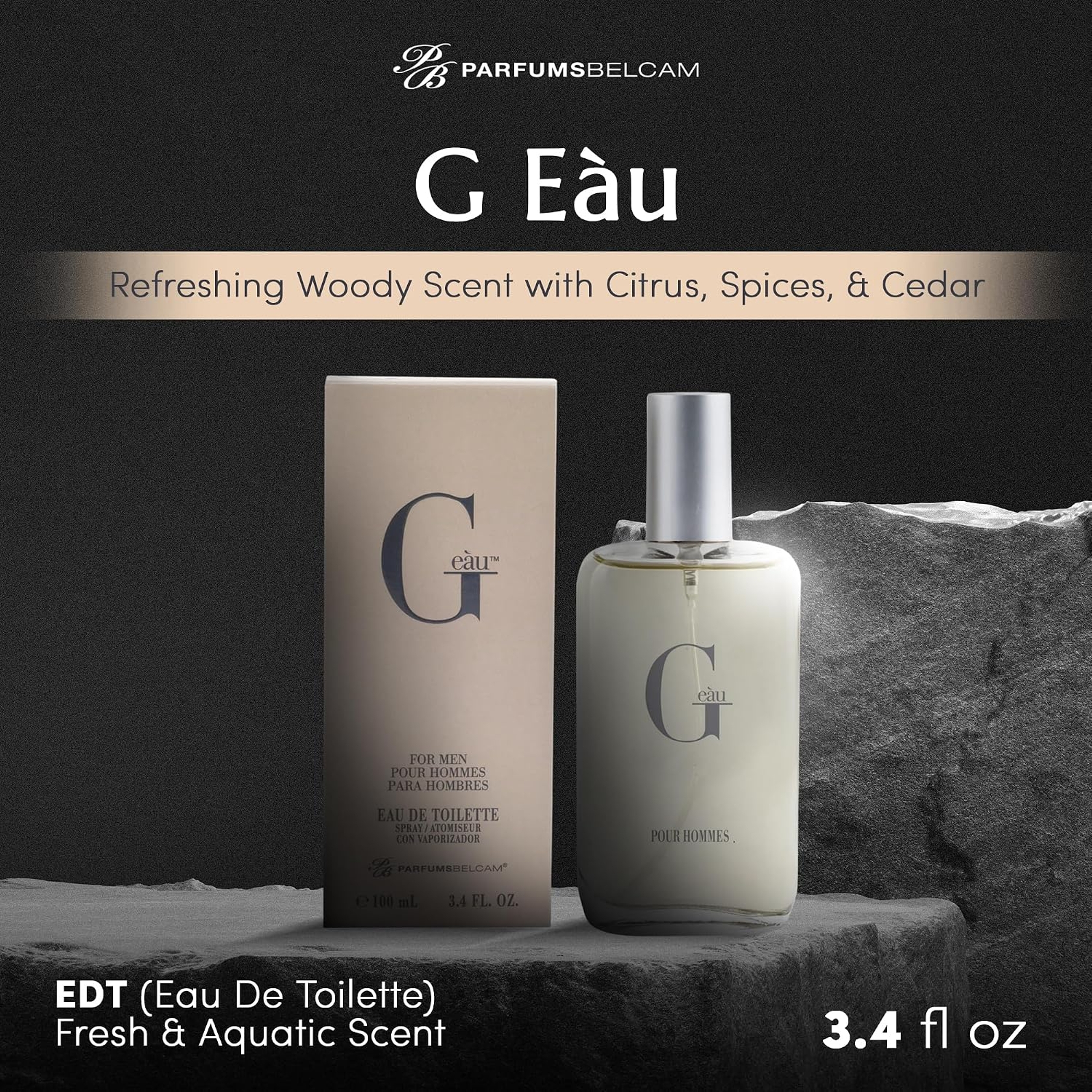 G eau Eau de Toilette for Men 3.4 fl.oz - Fresh Aquatic Woody Citrus Fragrance 2