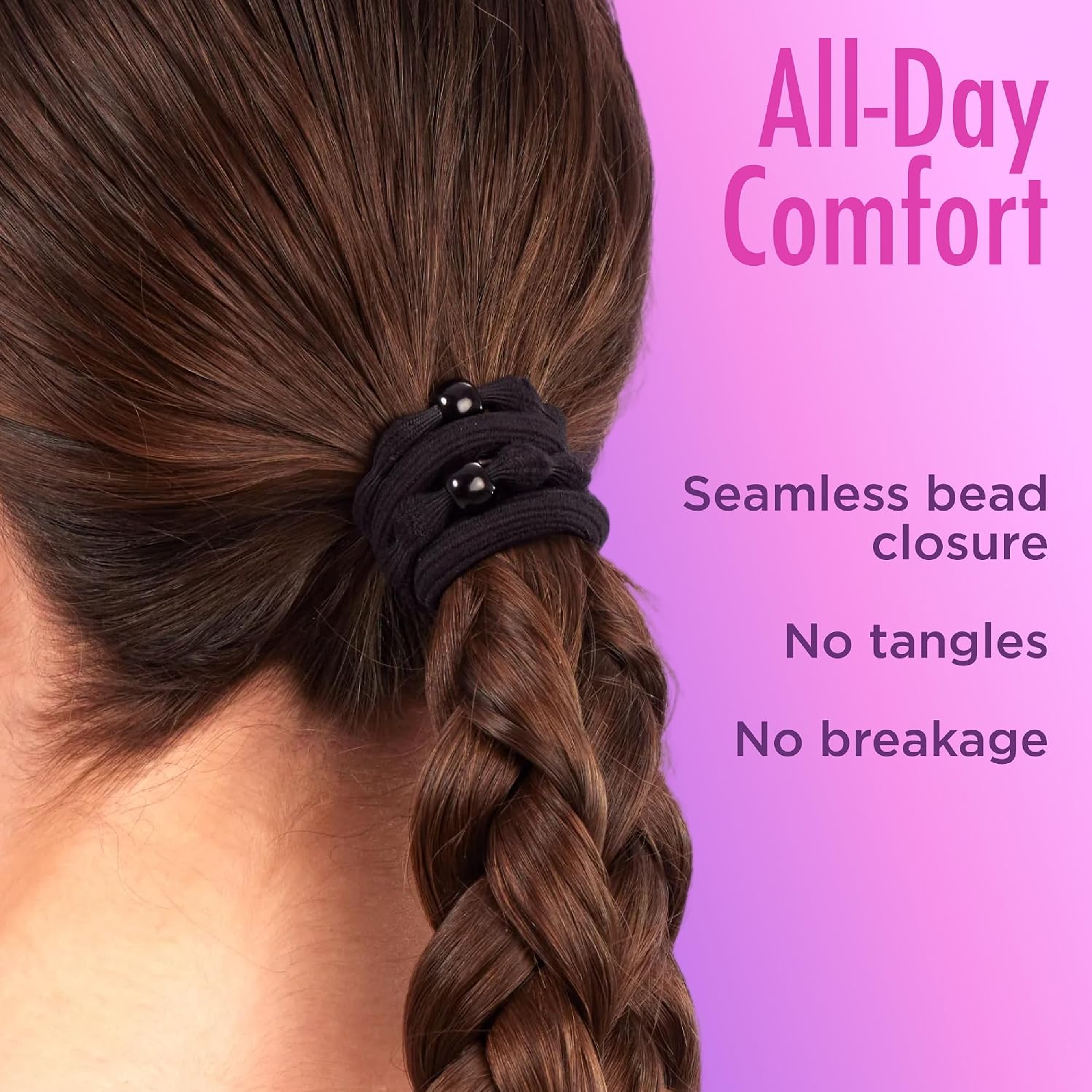 Goody Ouchless Forever Hair Elastics, Black, 10 Count - Damage-Free Bands, 3X Stronger Hair Ties, Retainable Shape 4