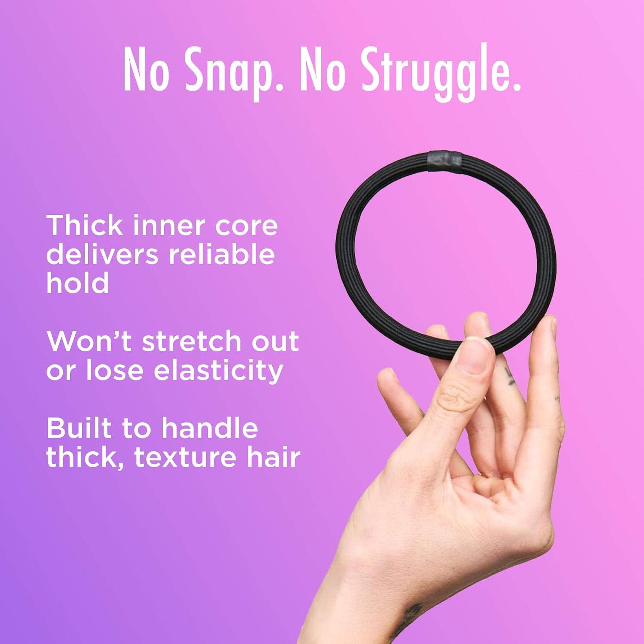 Goody Ouchless XL & Extra Thick Hair Elastics, Black, 10 Count - Strong Hold for Thick Hair, Curly or Textured Styles 2