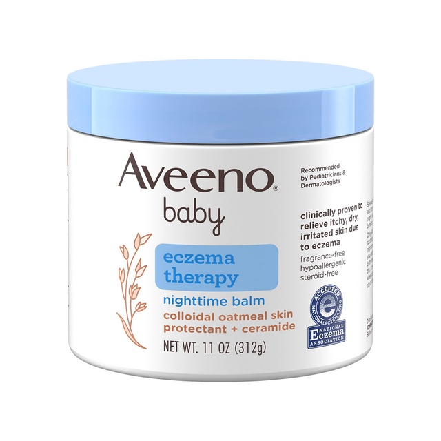 Aveeno Baby Eczema Therapy Nighttime Balm 11 oz - Soothes Dry, Itchy Skin Due to Eczema with Colloidal Oat & Ceramides