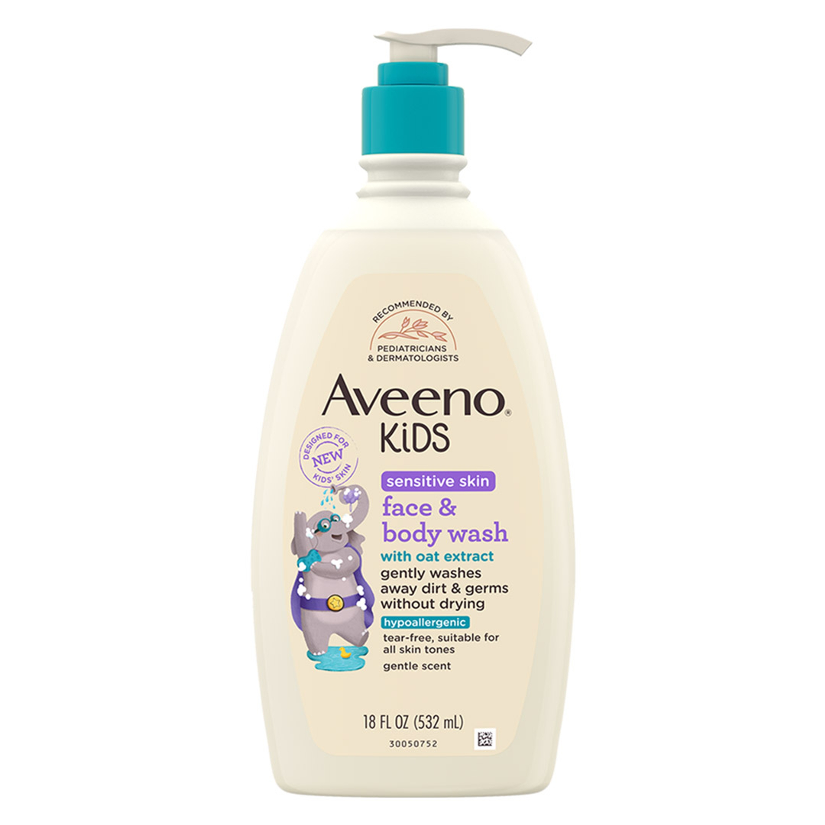 Aveeno Kids Sensitive Skin Face & Body Wash 18 fl.oz - with Oat Extract Gently Washes Away Dirt & Germs Without Drying 1
