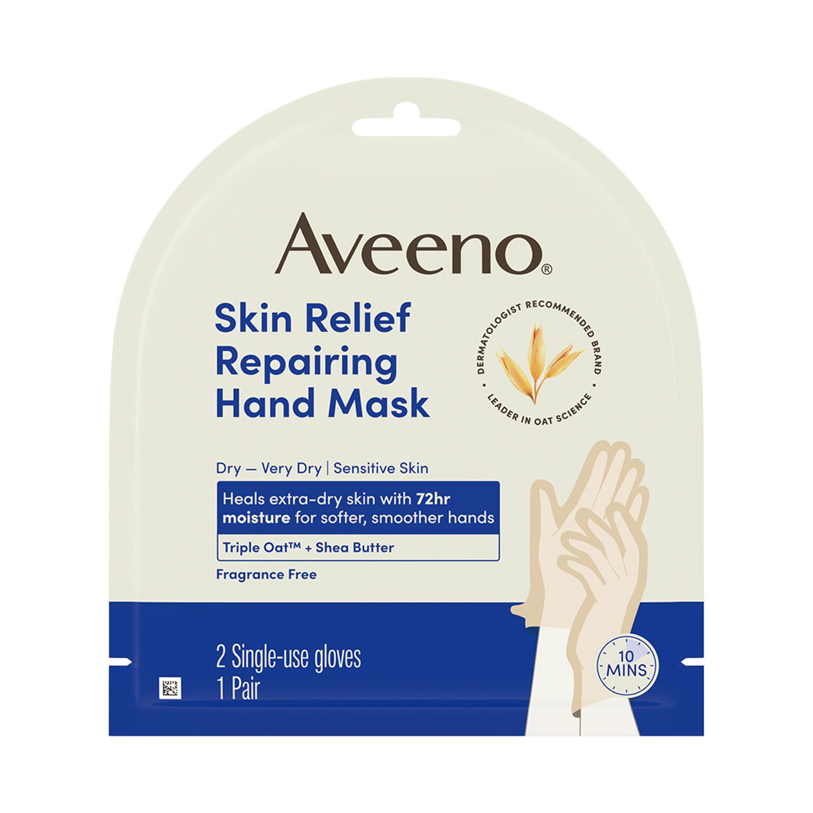 Aveeno Skin Relief Repairing Hand Mask 1 Pair - Moisturizing Gloves for Very Dry Skin, Fragrance-Free 1