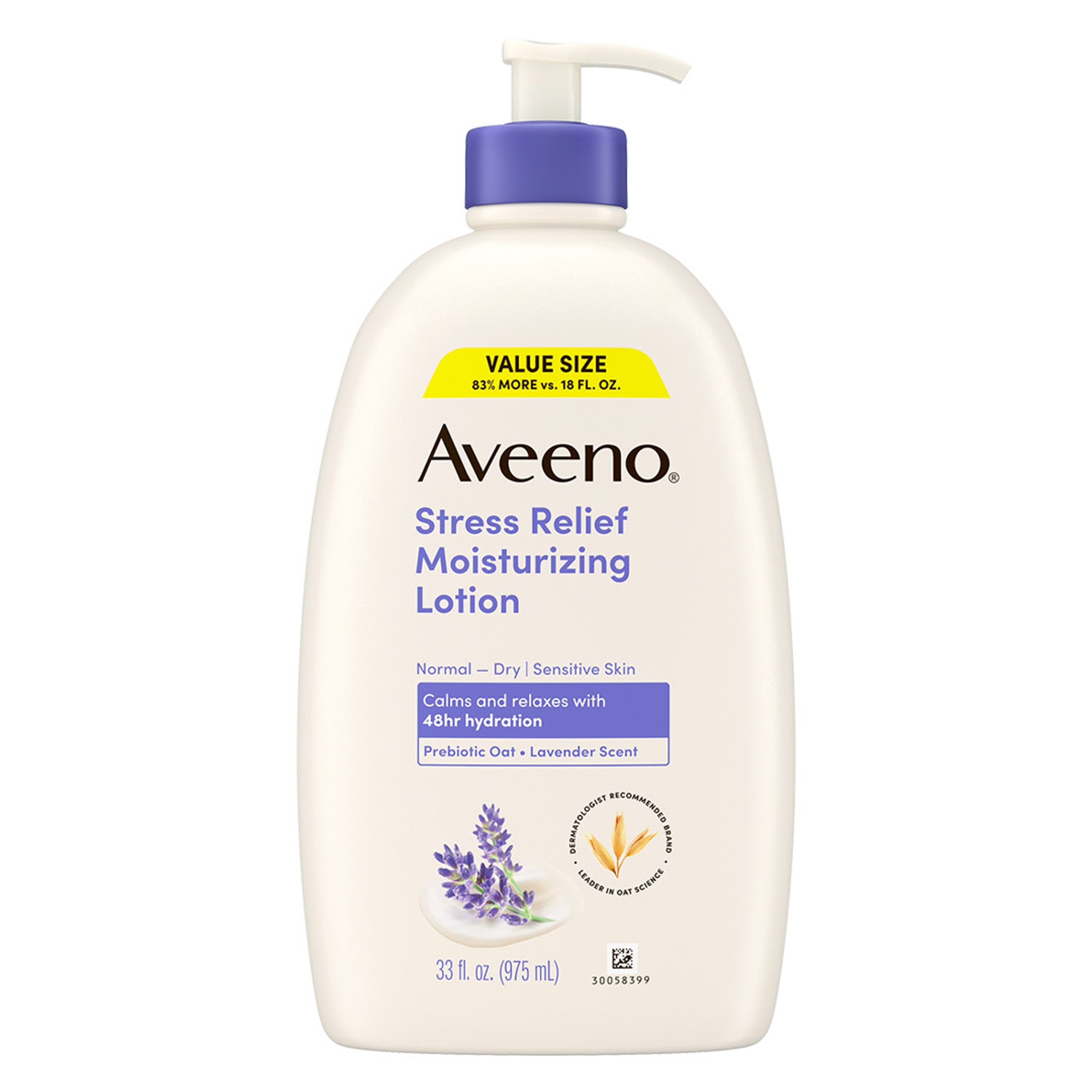 Aveeno Stress Relief Body Lotion 33 fl.oz - Lavender Scent, Calms & Relaxes with 48H Hydration for Sensitive Skin 1