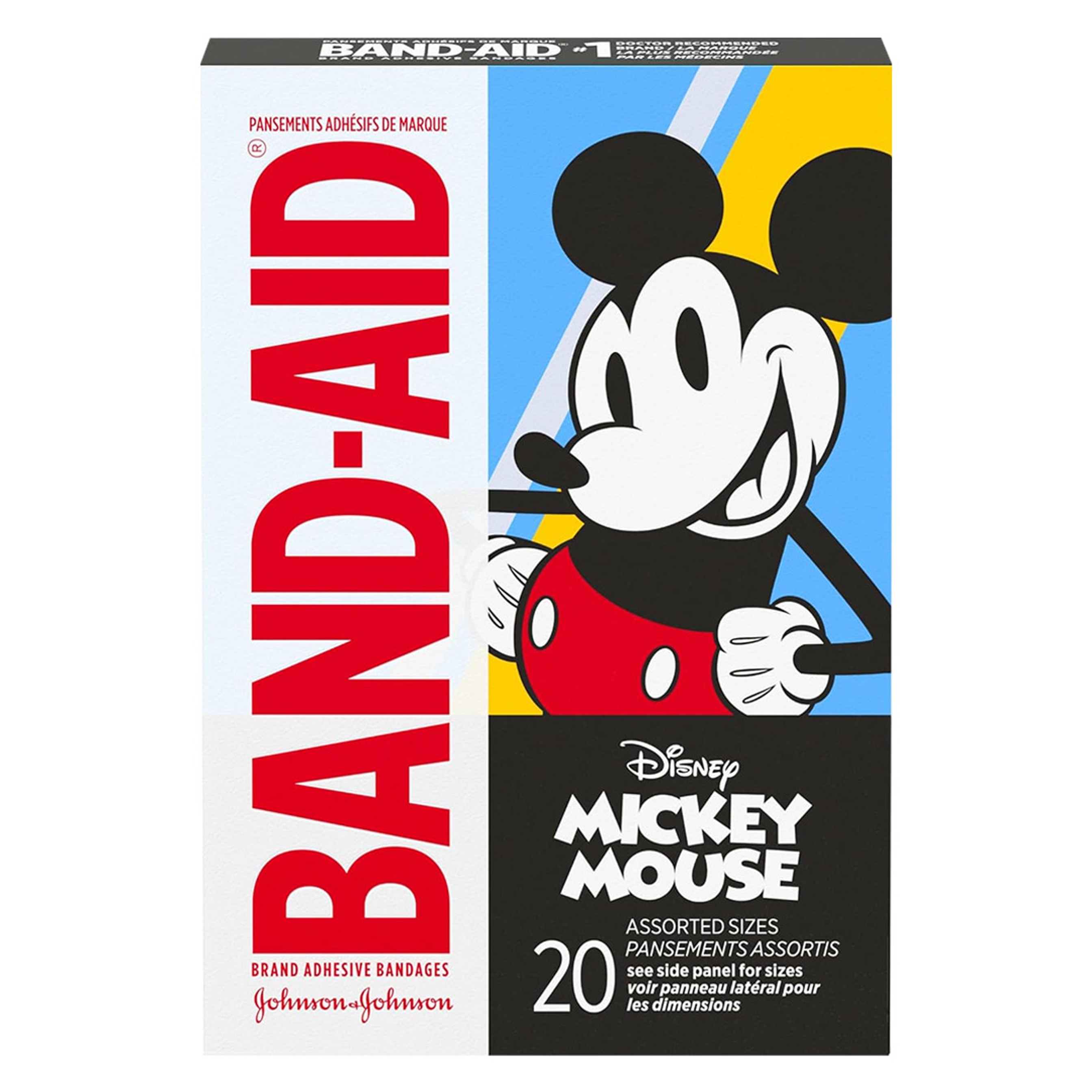Band-Aid Brand Adhesive Bandages, Disney Mickey Mouse, 20 Count - Assorted Sizes, Covers & Protects Minor Cuts & Scrapes 1
