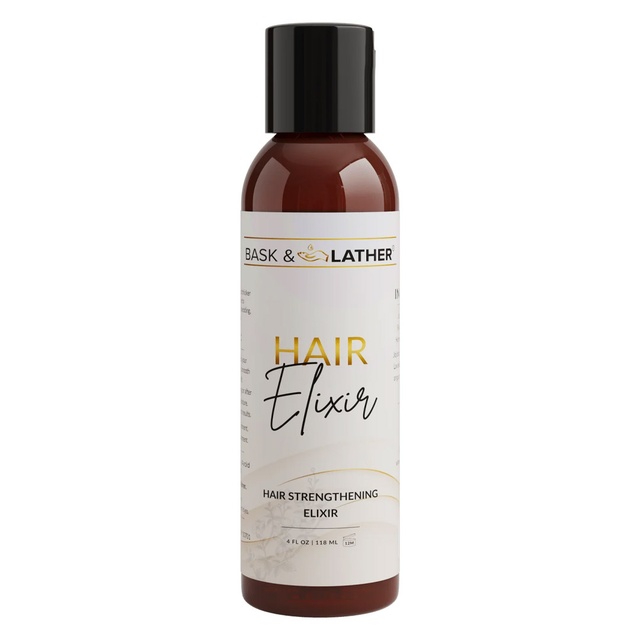 Bask & Lather Elixir Hair Strengthening Oil 4 fl.oz - with Jamaican Black Castor Oil for Hair Growth & Shine