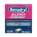 Benadryl Liqui-Gels Allergy Medicine 48 Count - Dye-Free Liquid Gel Capsules with 25mg of Diphenhydramine HCl 1