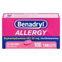 Benadryl Ultratabs Antihistamine Allergy Relief Tablets 100 Count - Diphenhydramine HCl 25mg 1