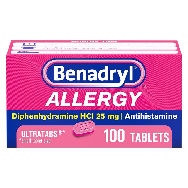 Benadryl Ultratabs Antihistamine Allergy Relief Tablets 100 Count - Diphenhydramine HCl 25mg